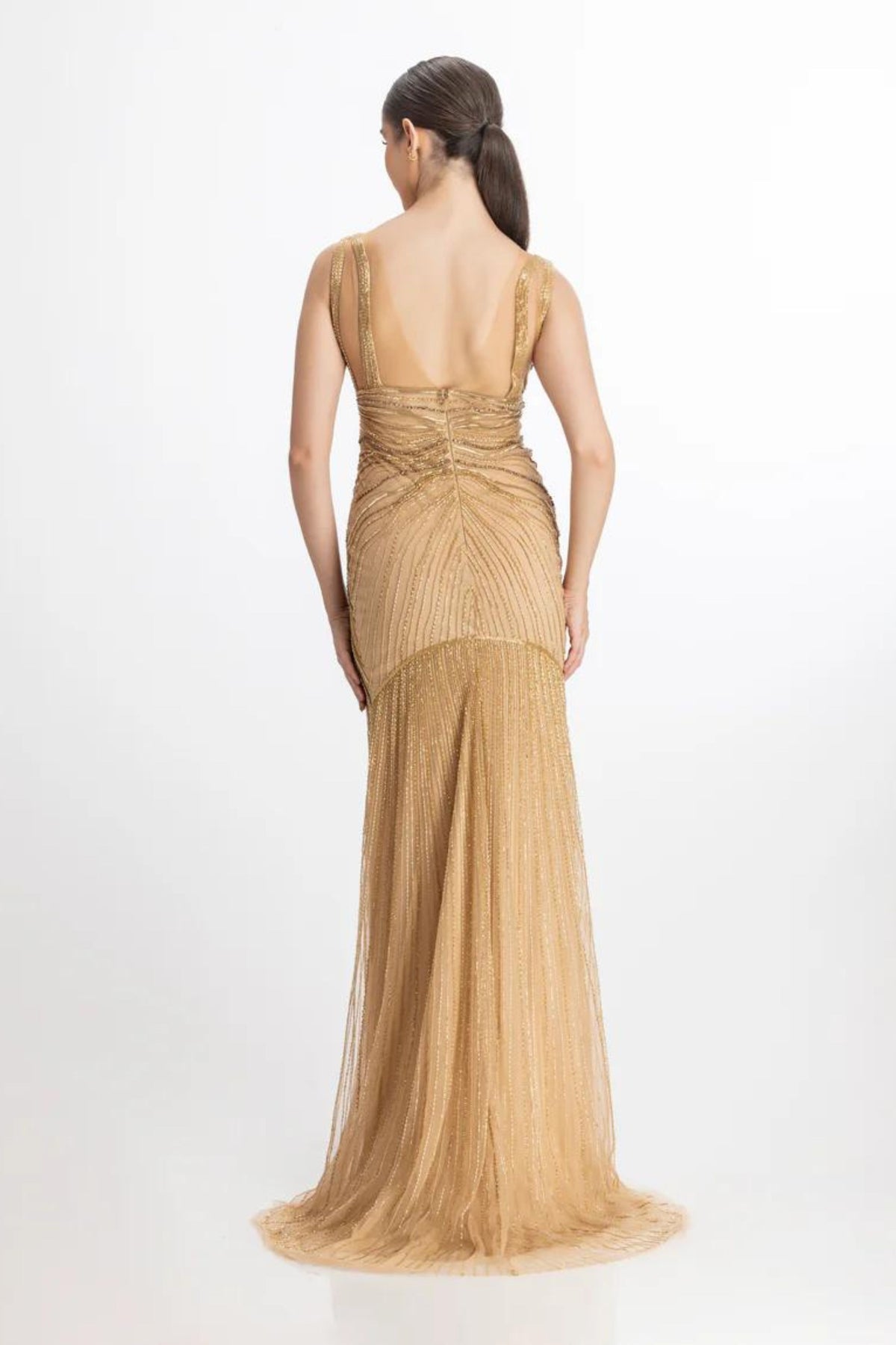 Gold slit gown