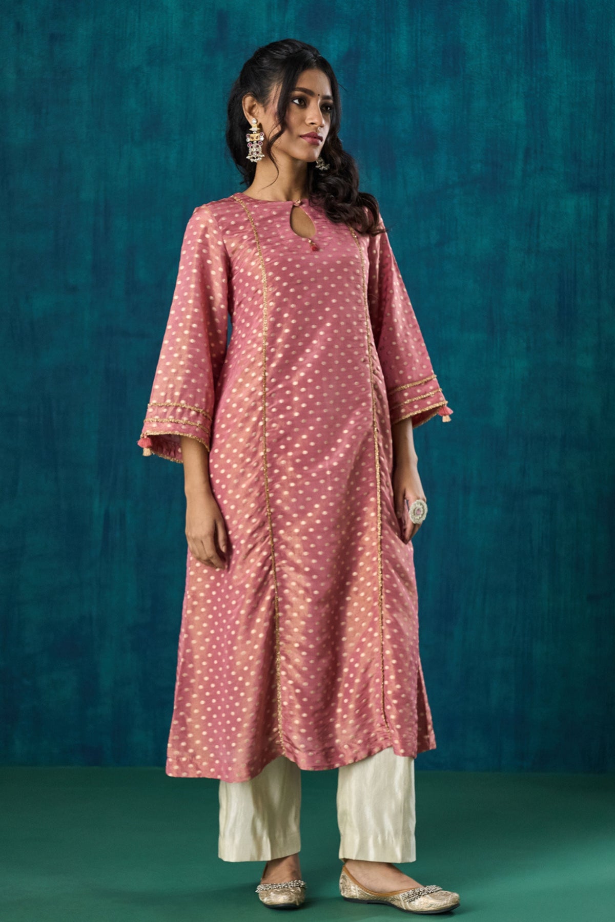 Pink Zari Booti Kurta Sets