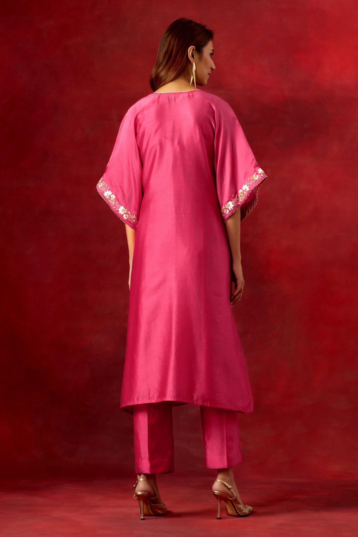 Fuchsia Embroidered Yoke Kurta Set