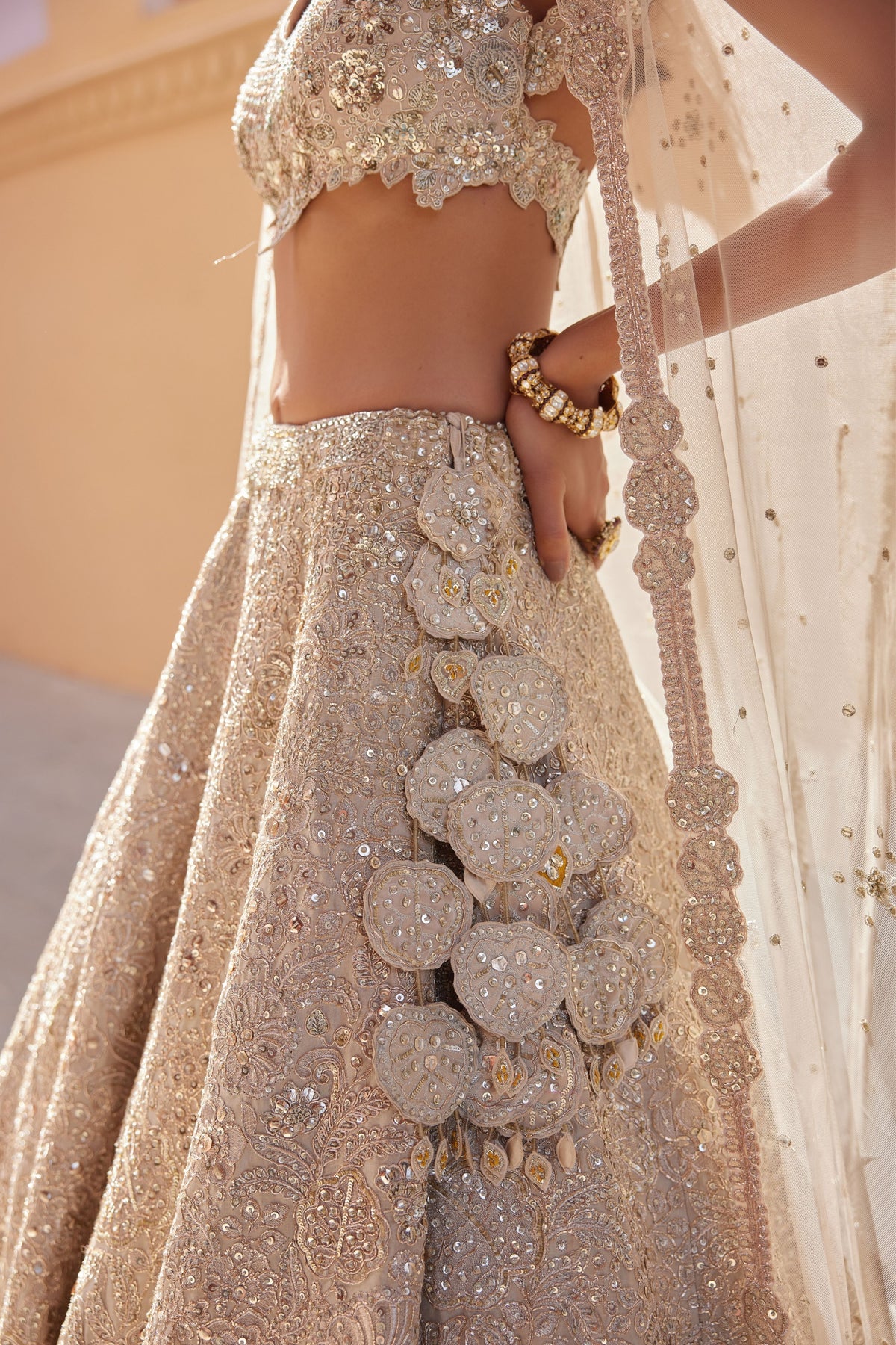 Beige Champagne Lehenga