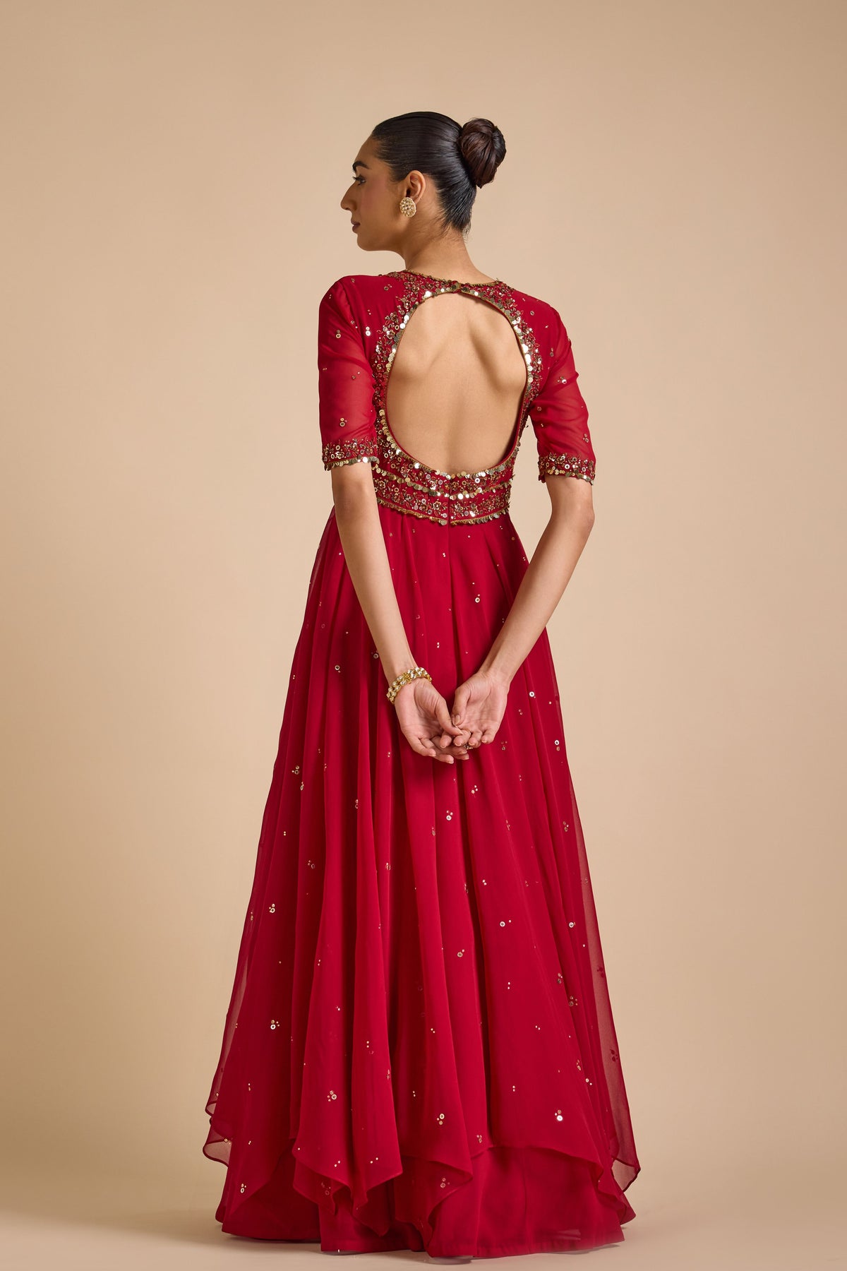 Red Anarkali Set