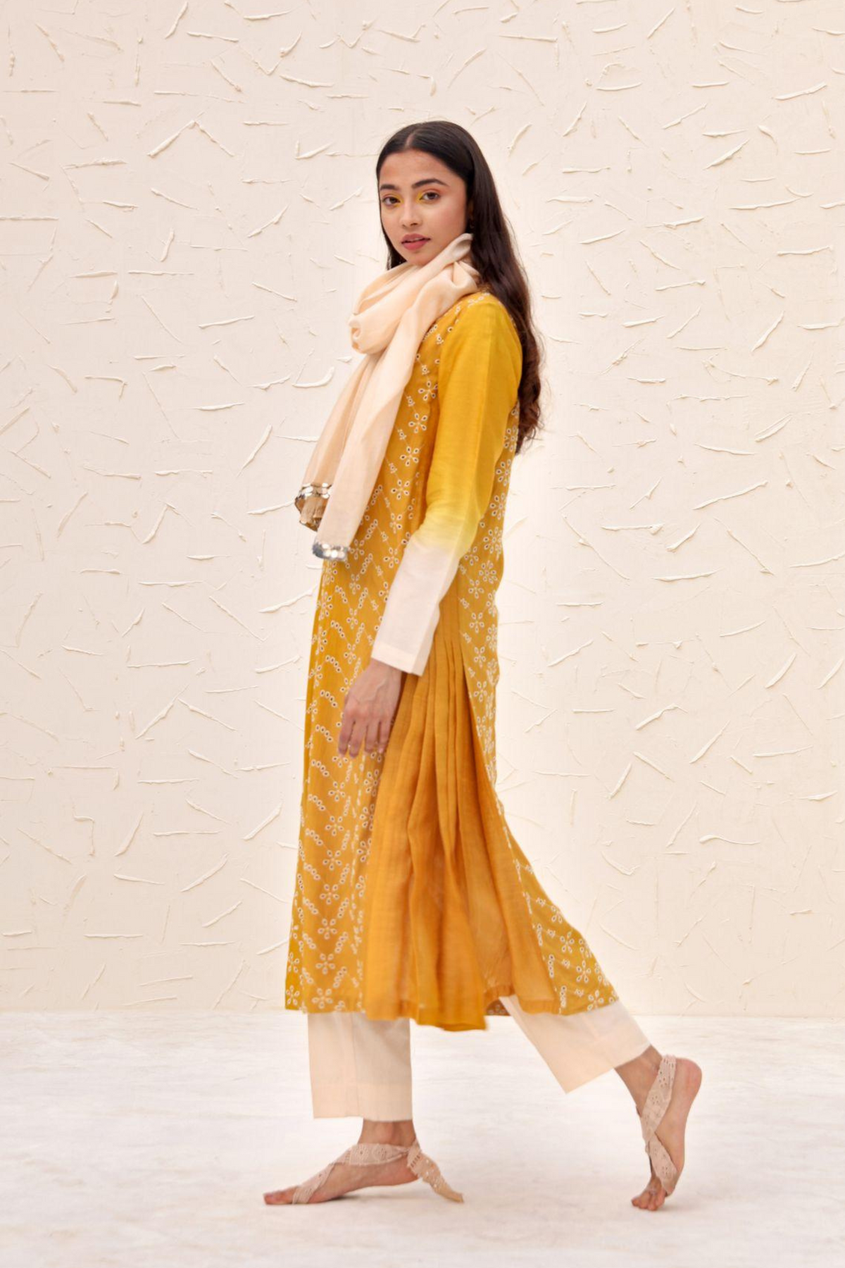 Yellow Grace Schiffli Kurta Set