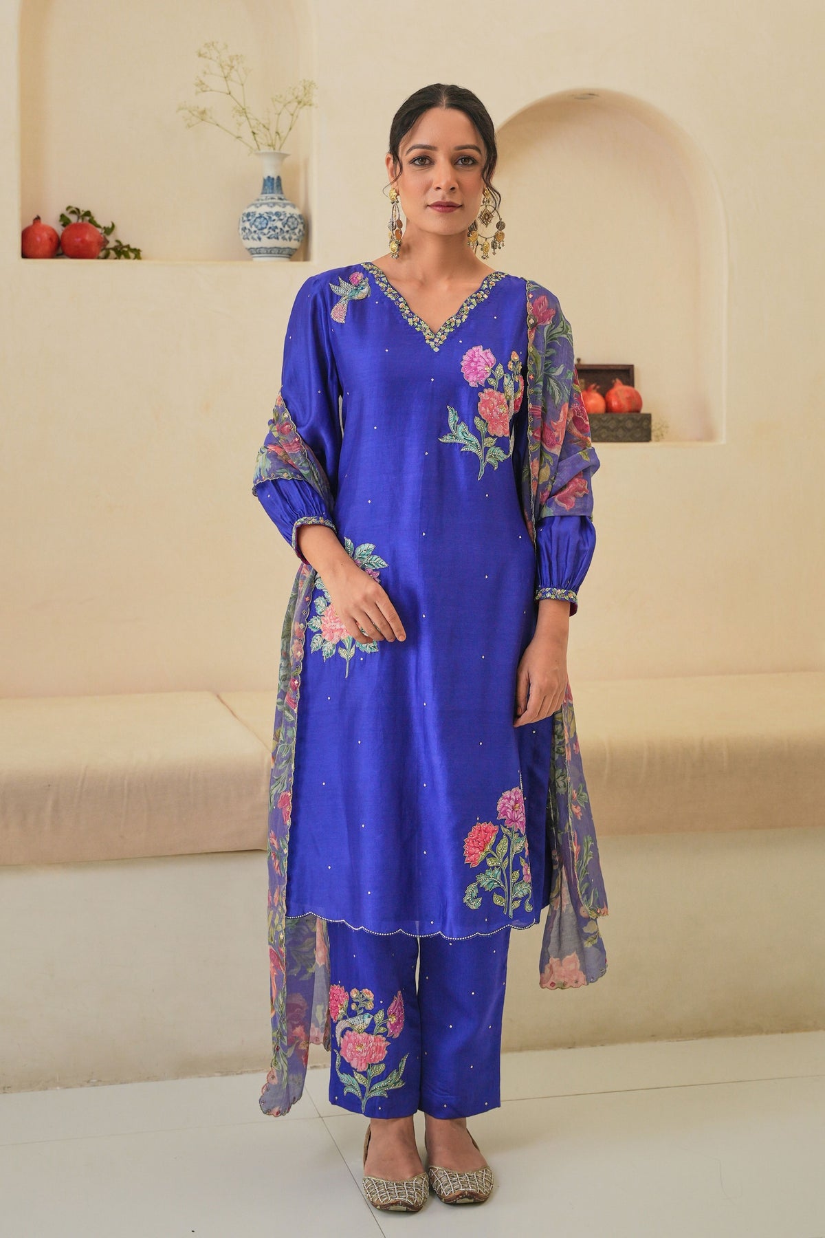 Jehan Kurta Set in Purple With Dupatta