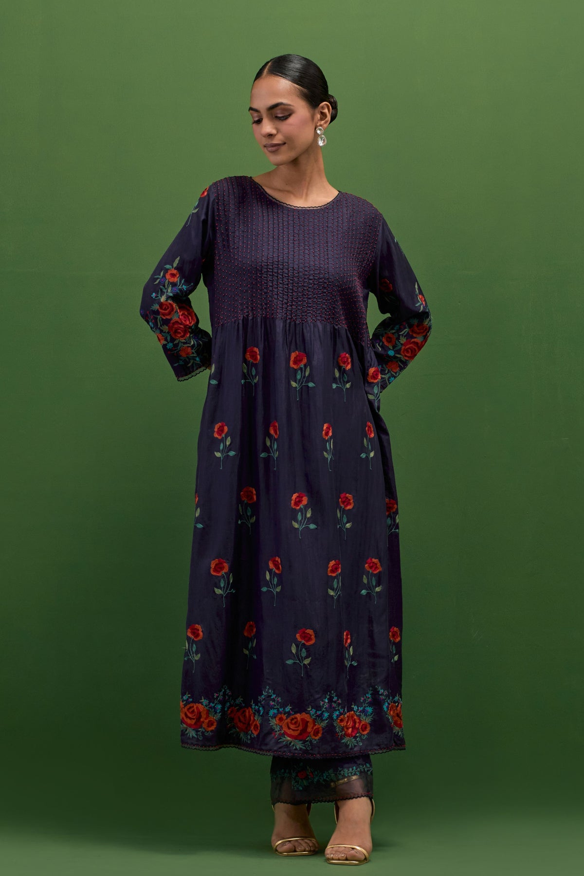 Midnight Blue Embroidery Kurta Set