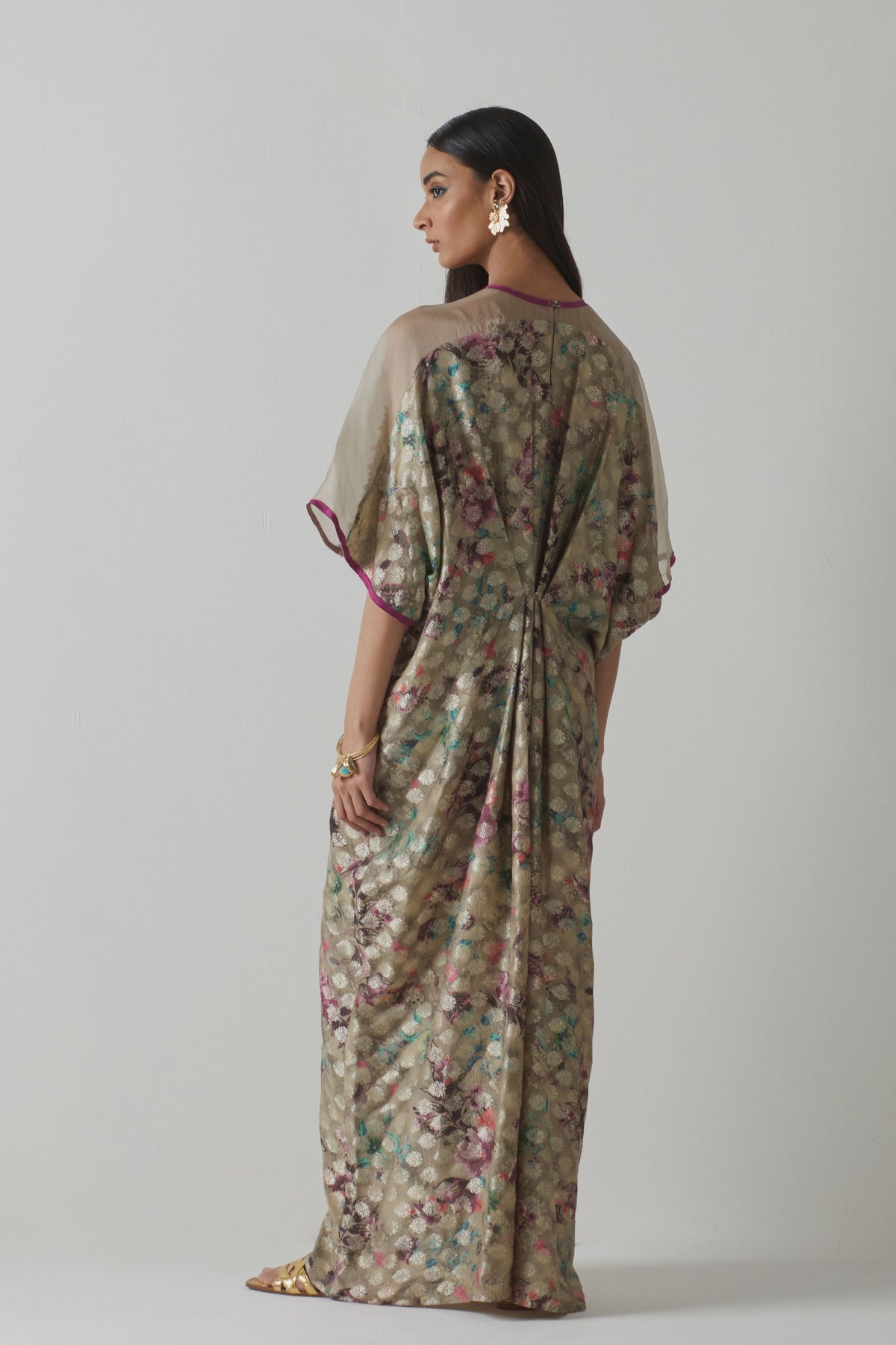 Multicolour Silk Floral Kaftan