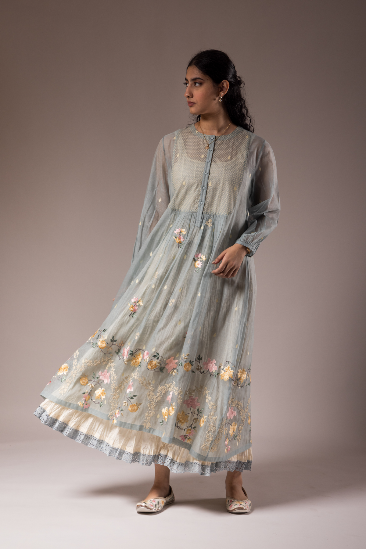 Sky Blue Chanderi Dress