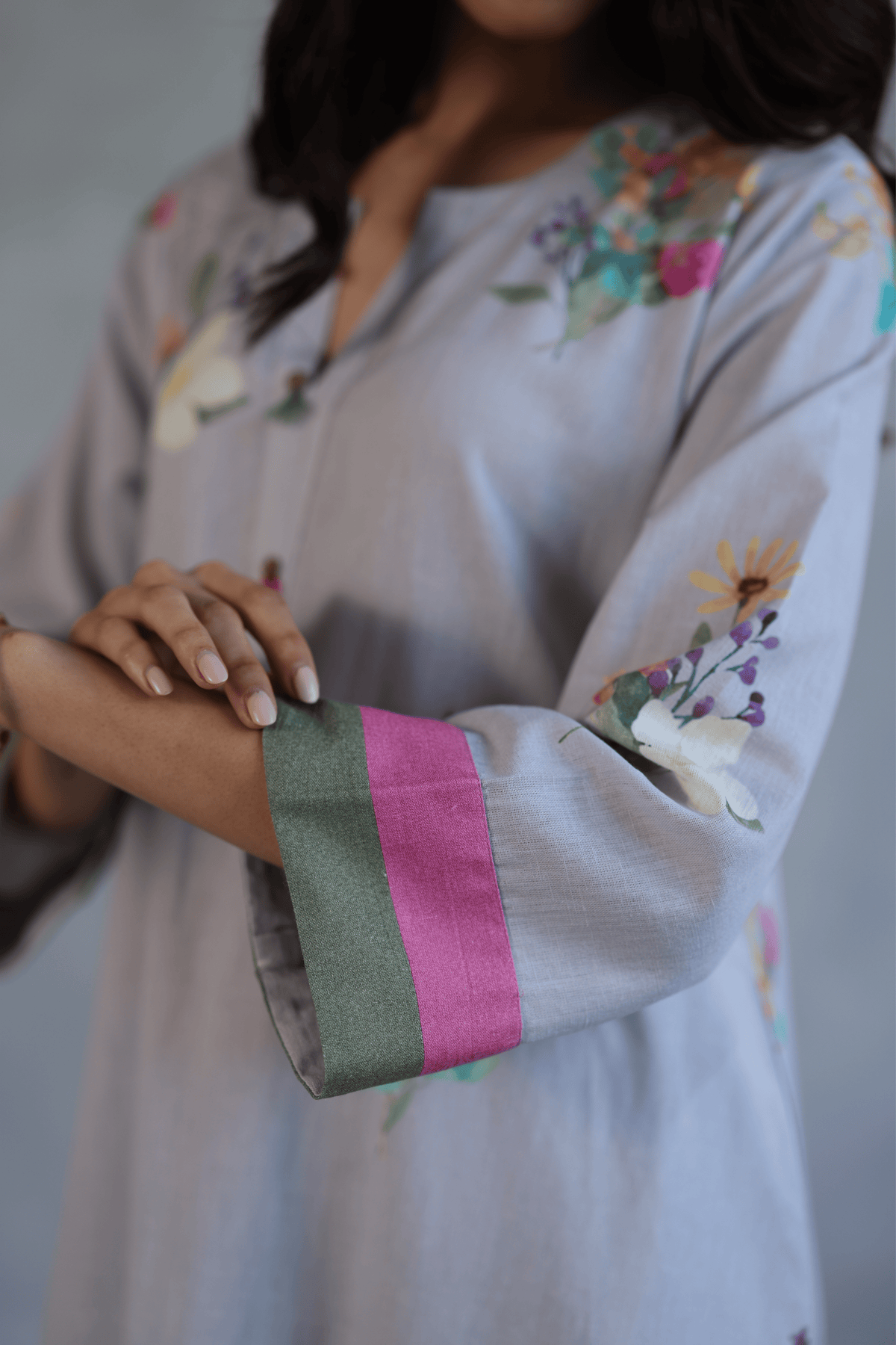 Grey Blossom Tunic Set