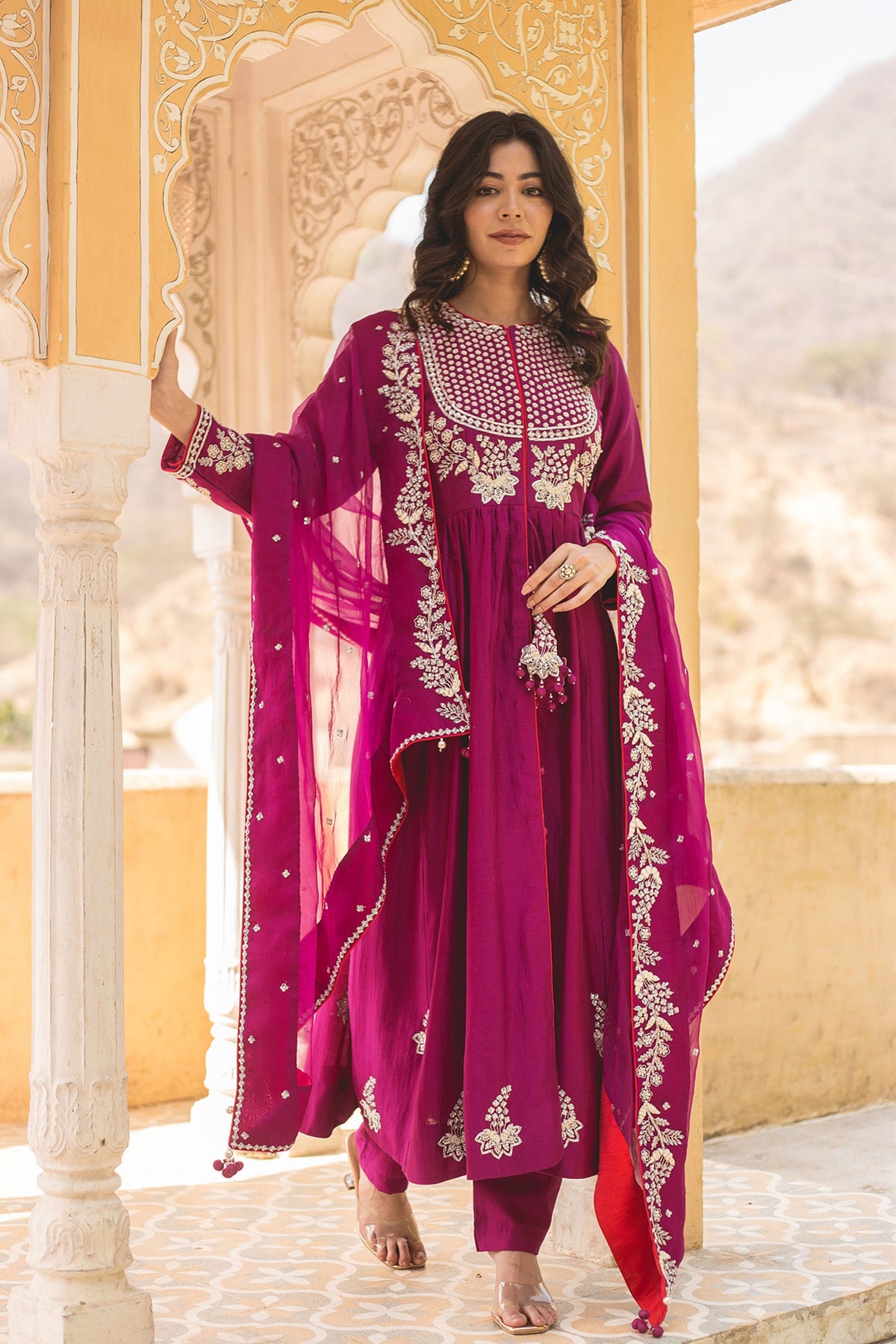 Magenta Anarkali Set