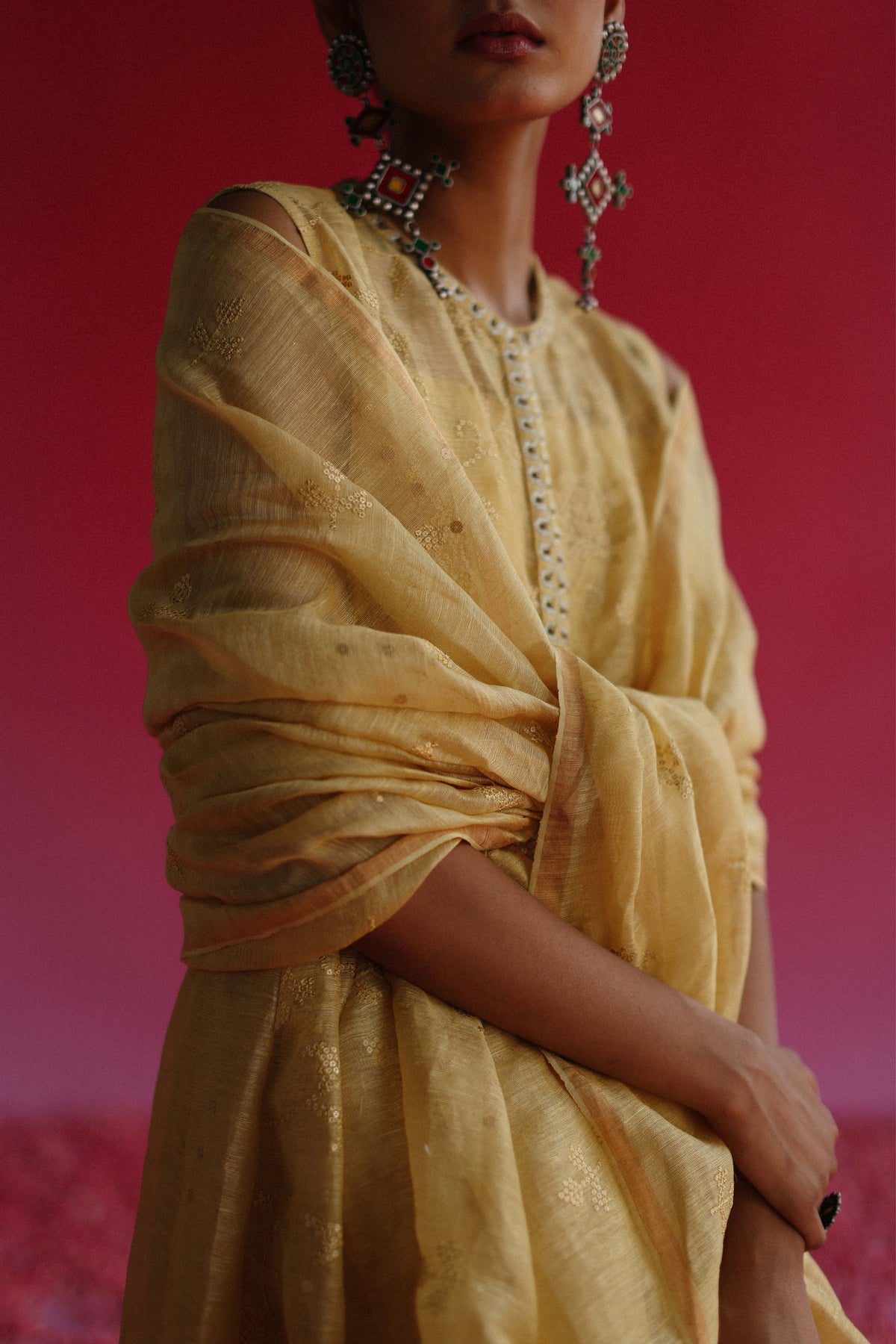 Pushti Yellow Jacket Kurta