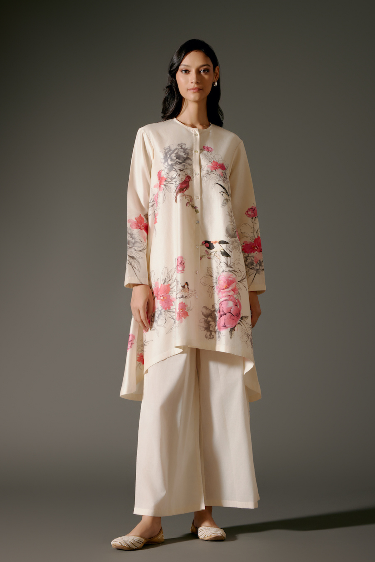 Flared A-line Ivory Tunic Set