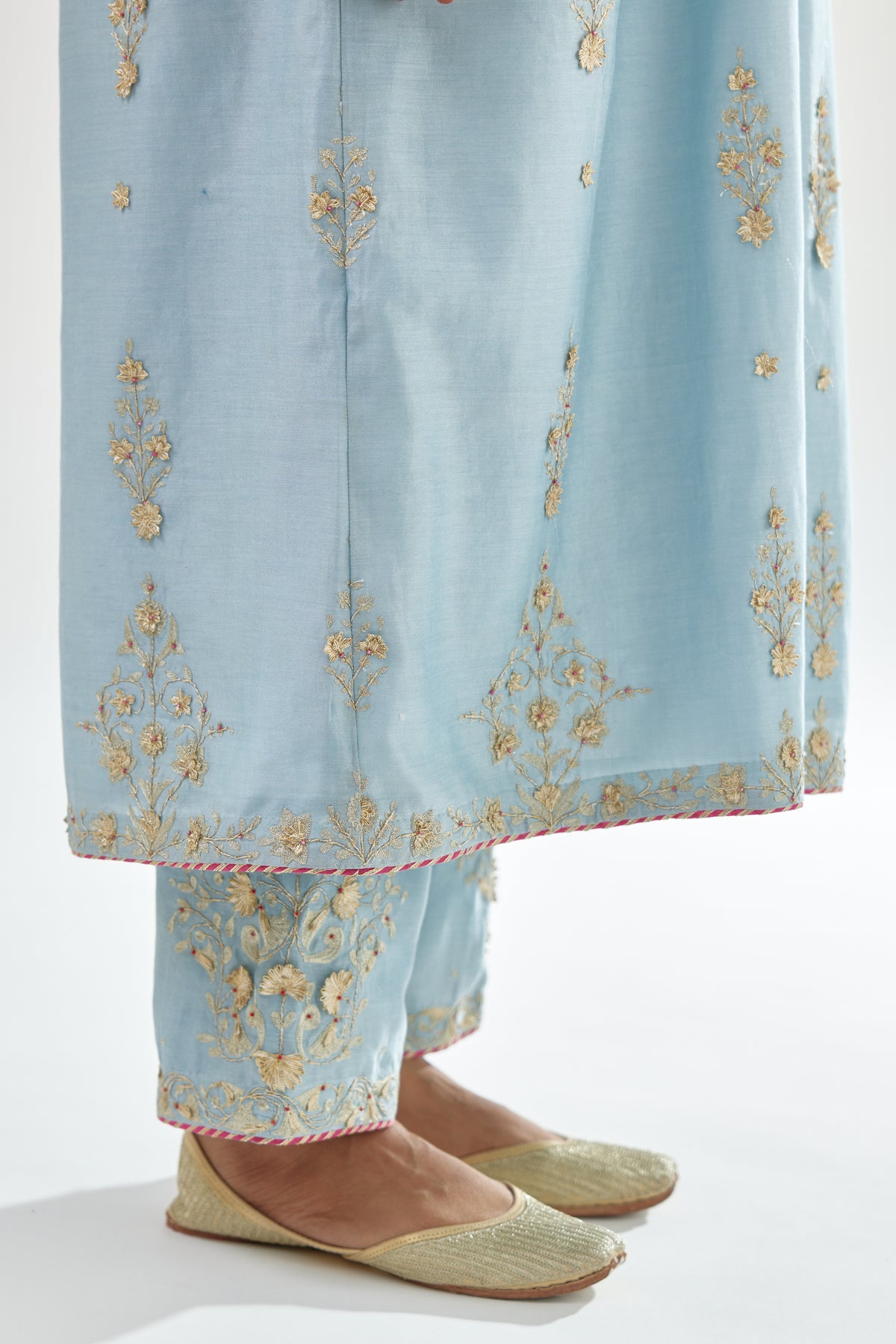 Blue Silk Chanderi Kurta-dress Set