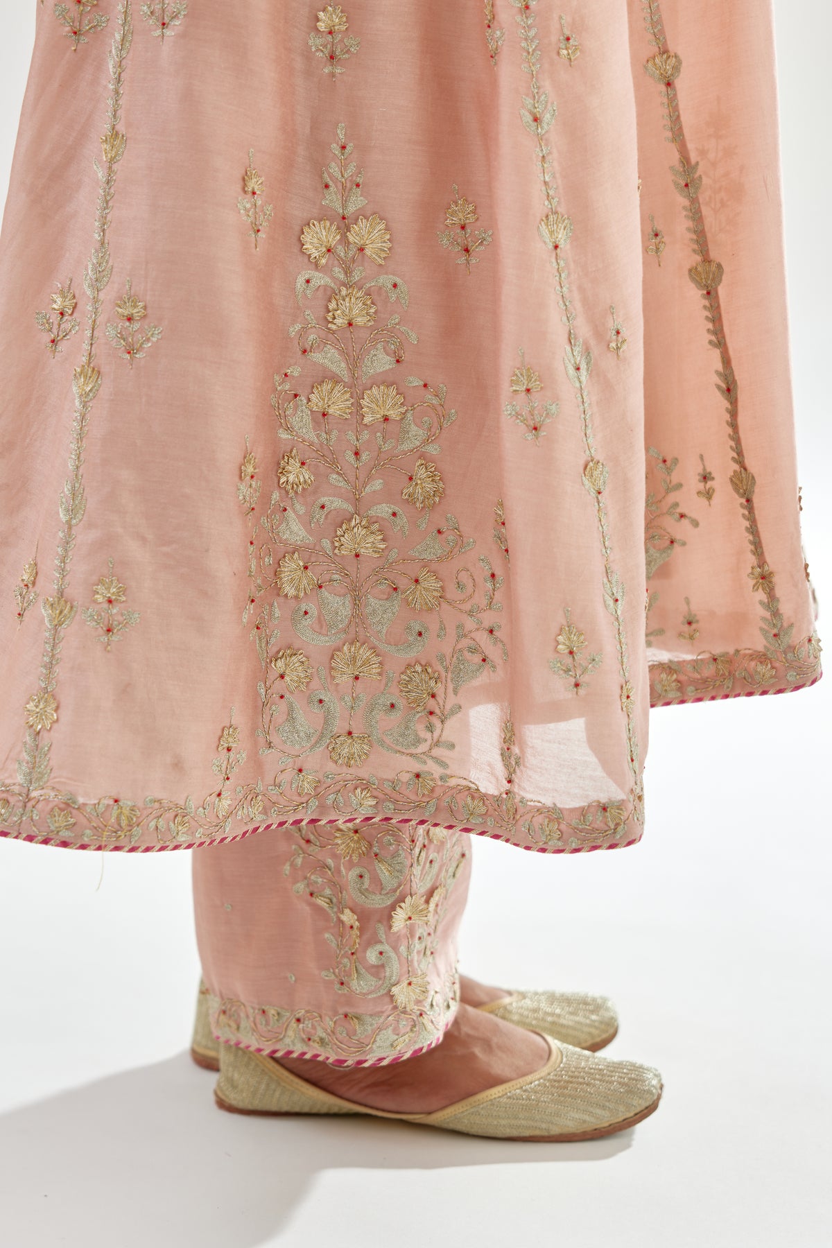 Pink A-line Long Kurta Set