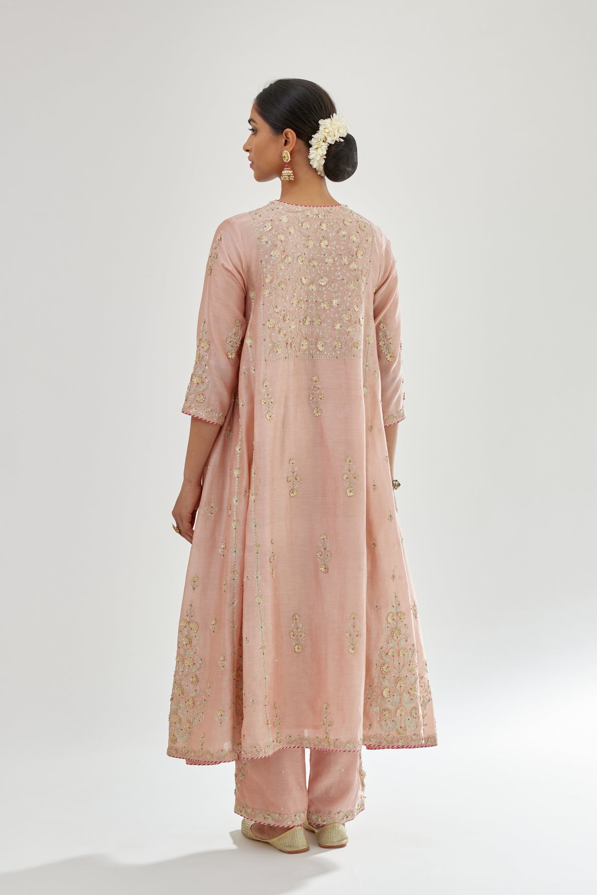 Pink A-line Long Kurta Set