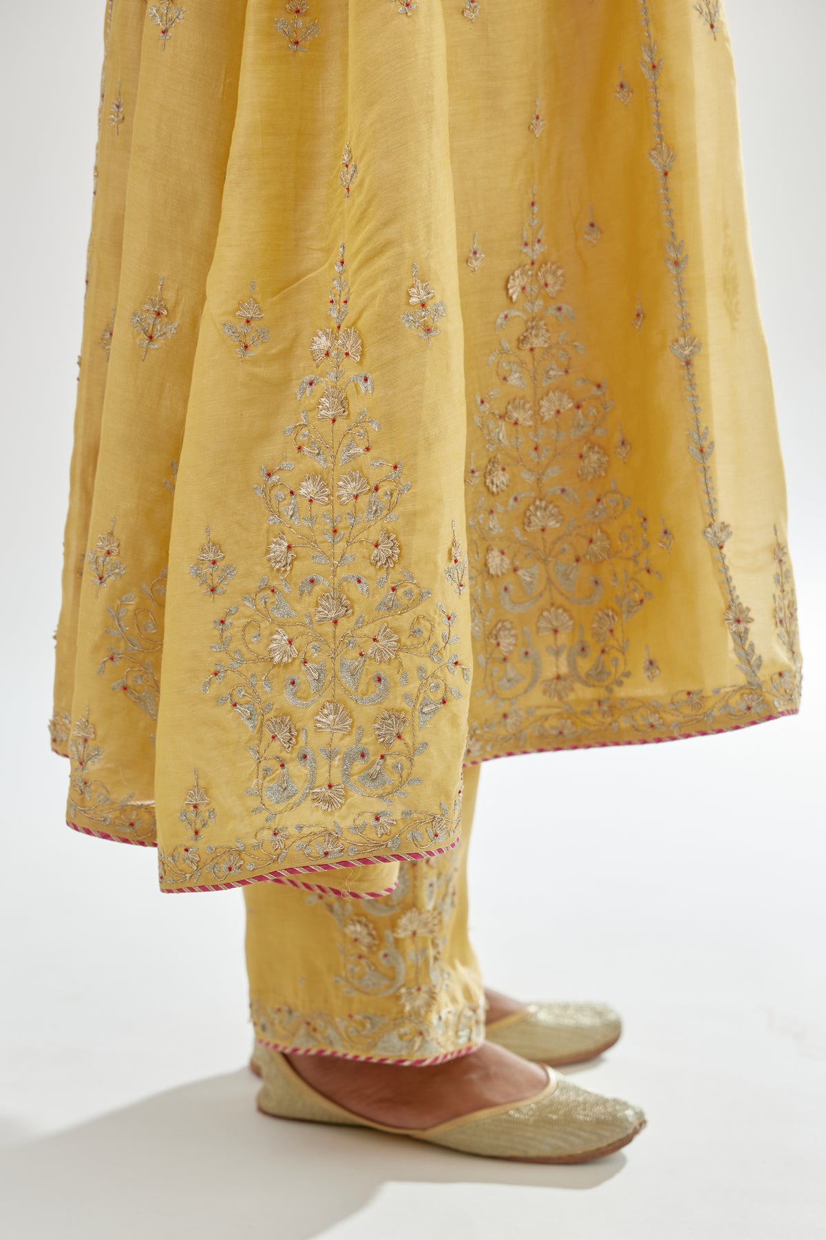 Yellow A-line Long Kurta Set