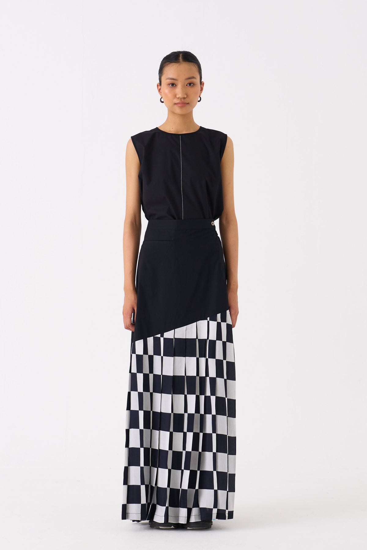 Black Checkered Skirt Co-ord