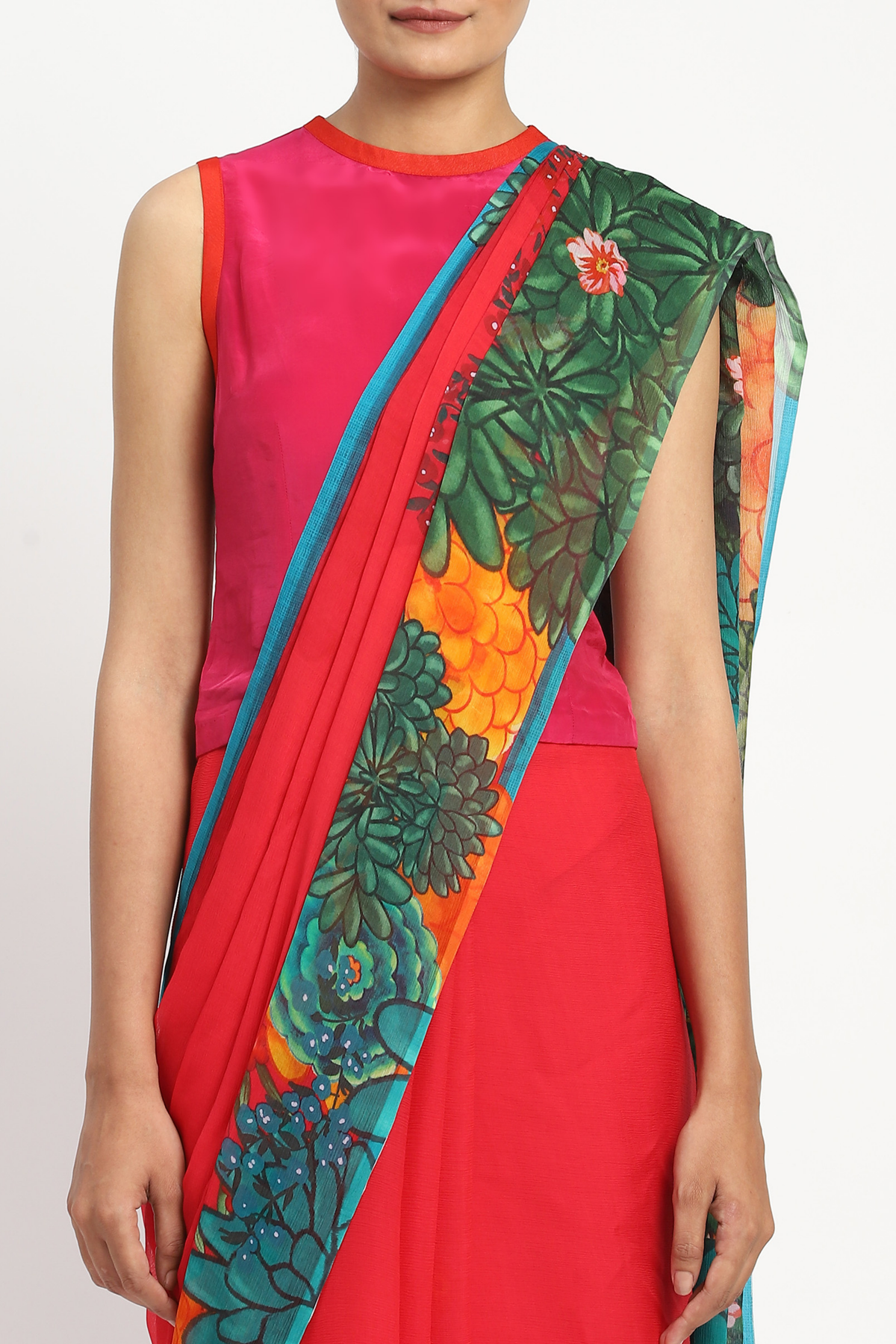 Garden Graffiti Pink Printed Saree