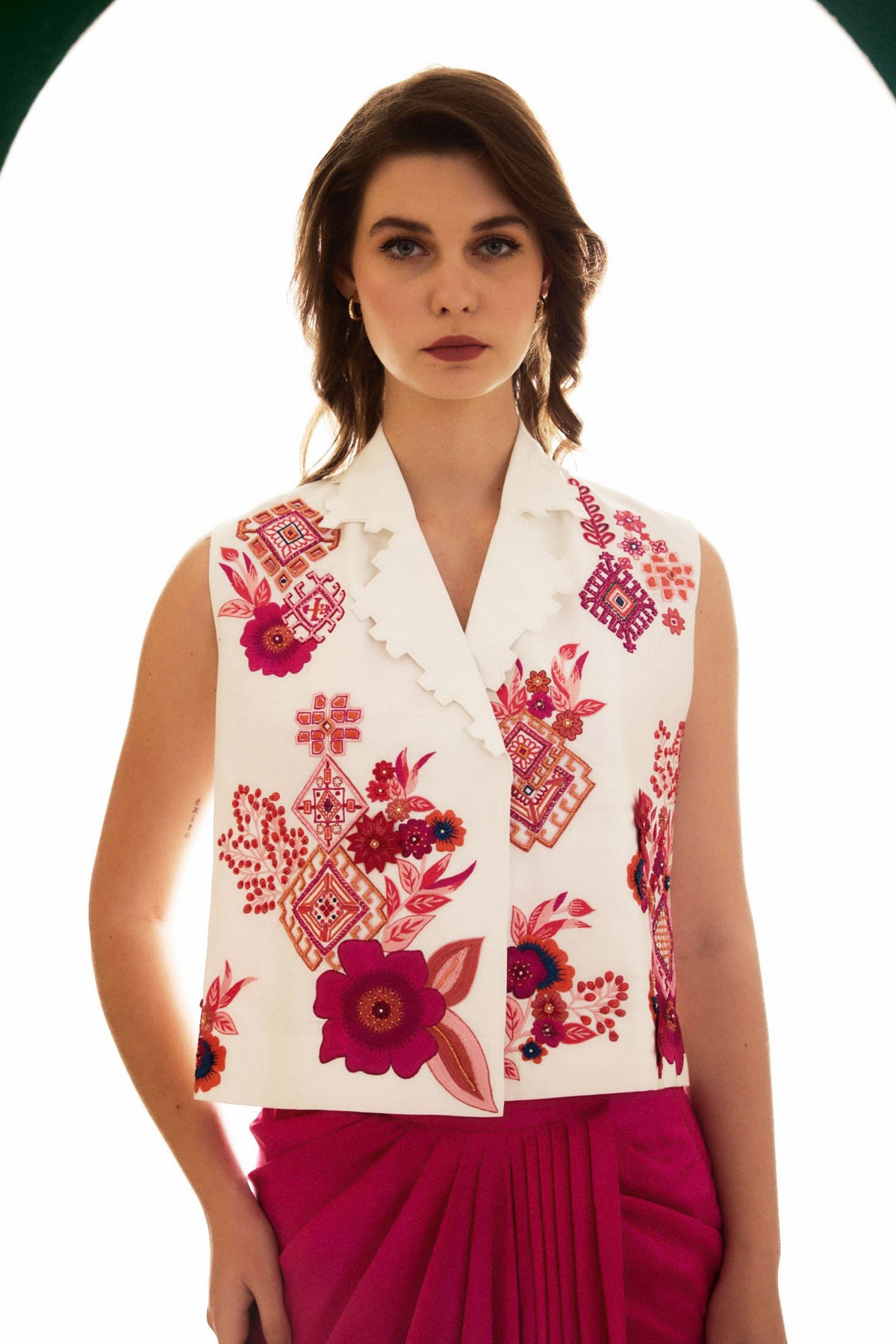 White Embroidered Auspicious Waistcoat