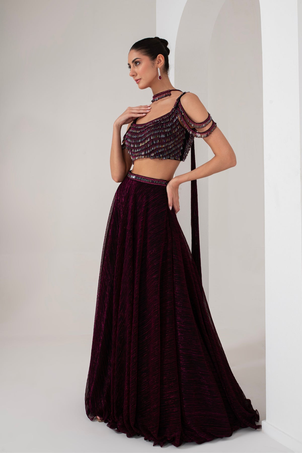 Crystal Hanging Lehenga Set