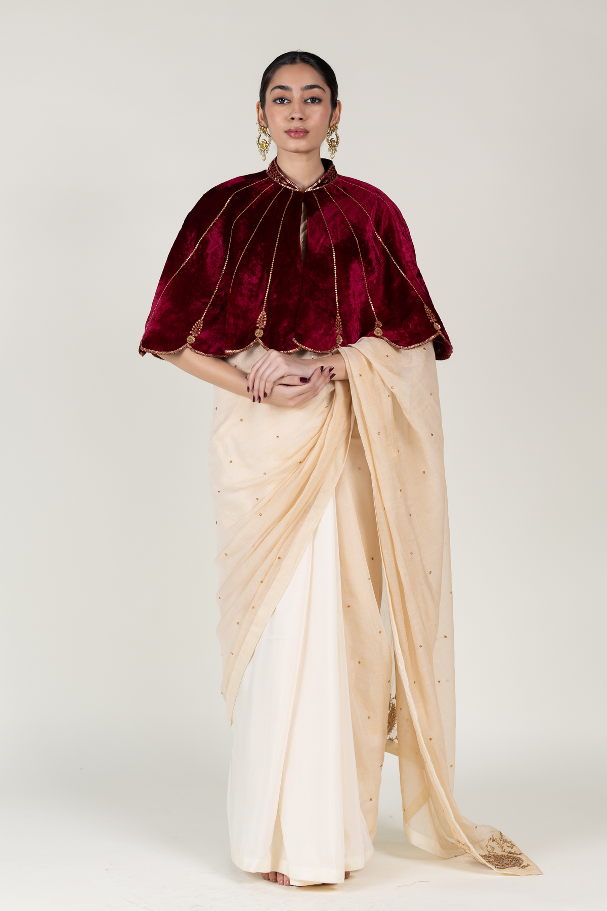 Maroon Nargis Cape