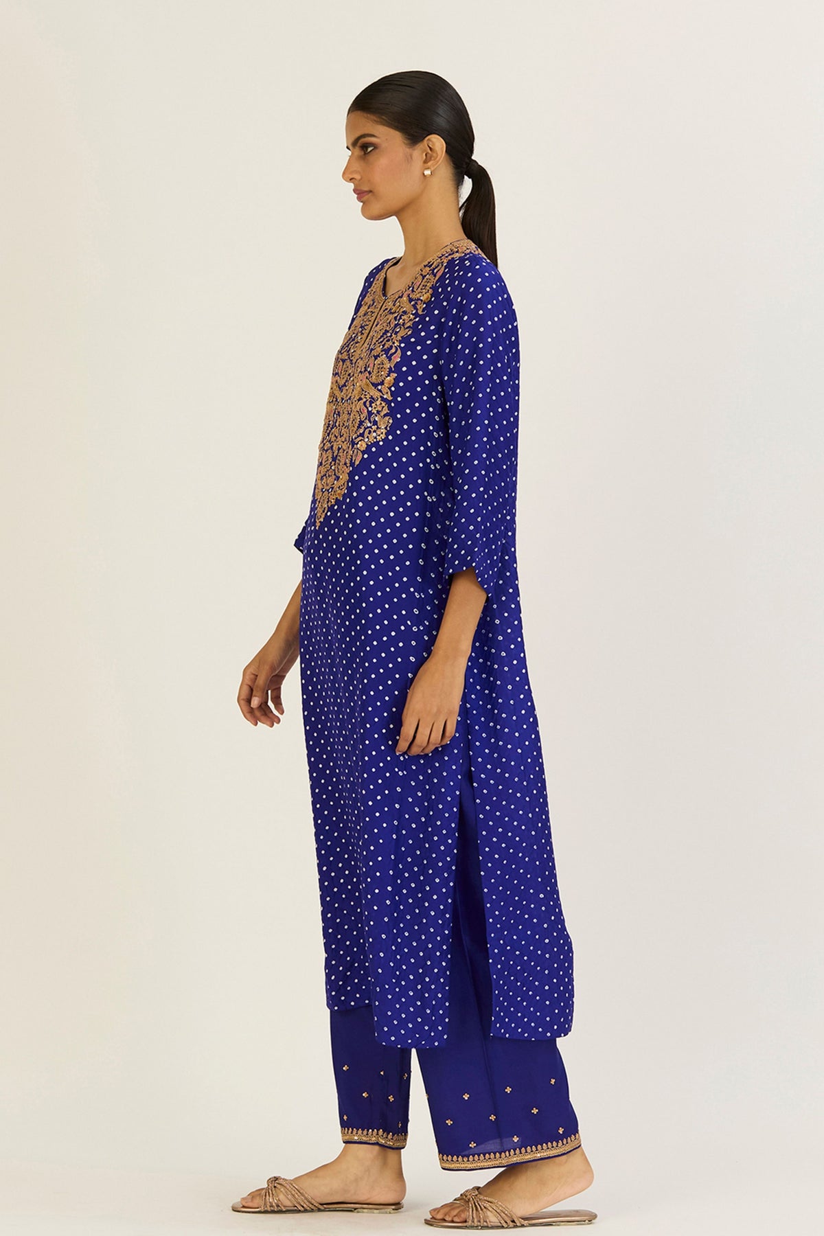 Brinda Royal Blue Bandhani Kurta &amp; Pants