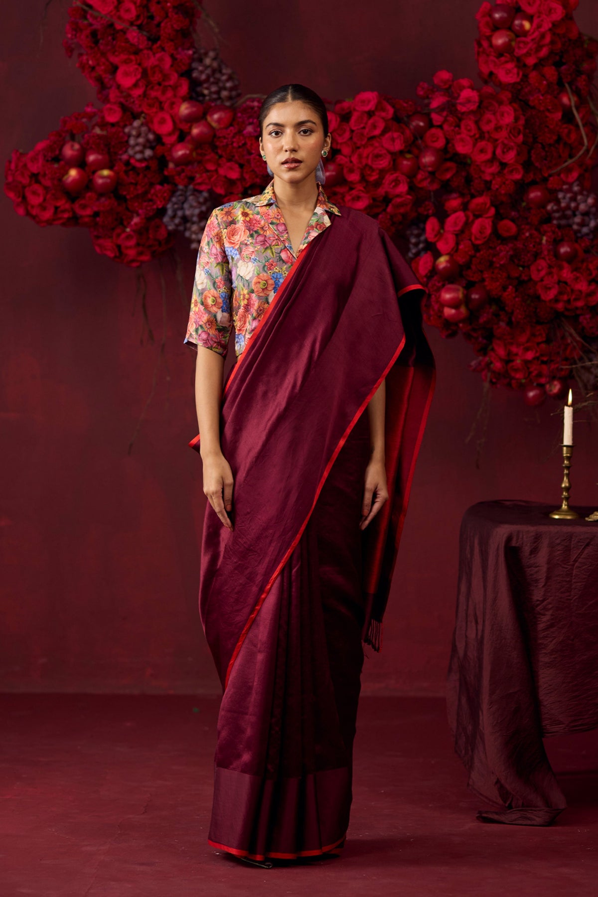 Bold Allure Burgundy Saree