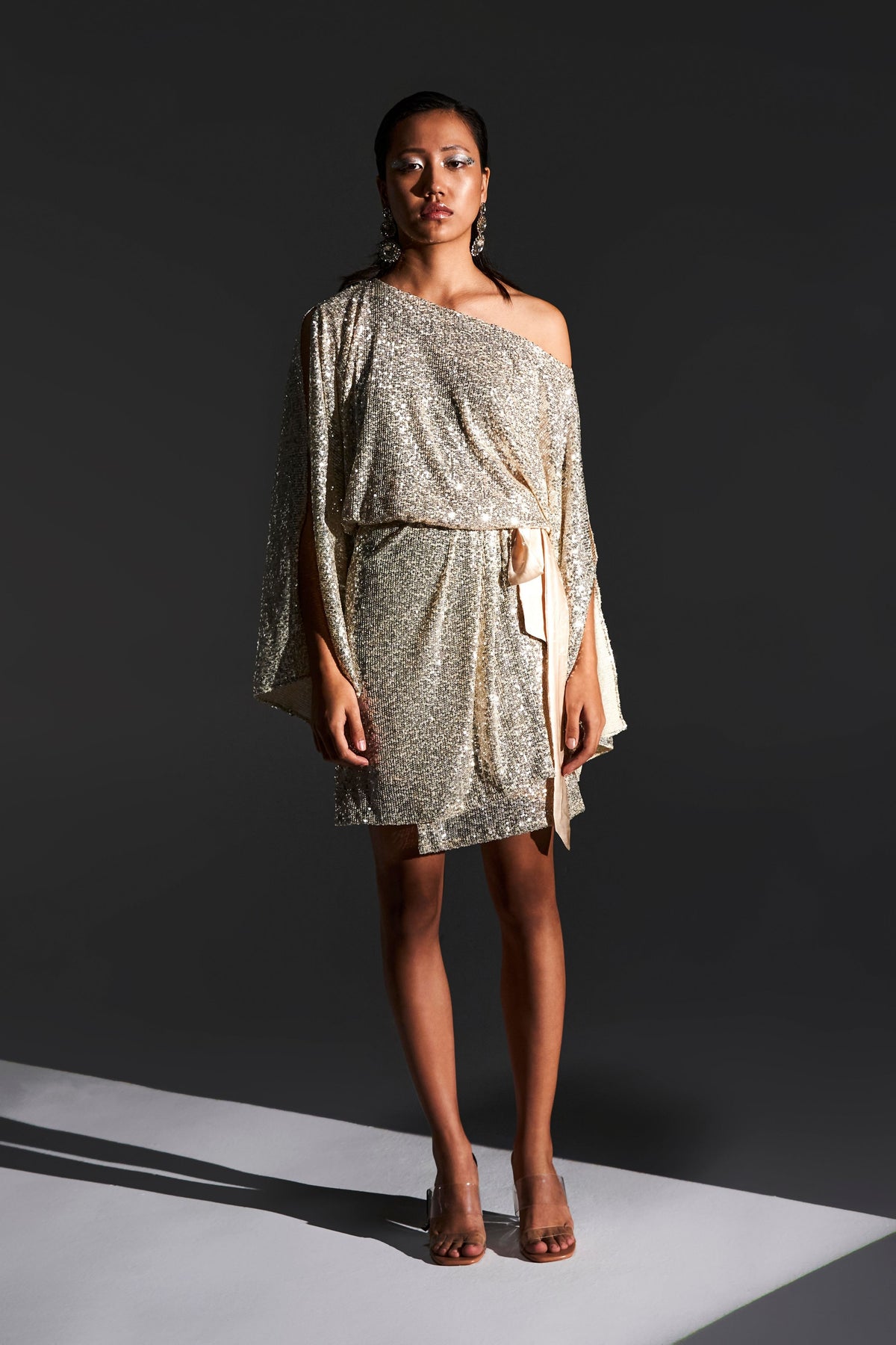 Silver Embellished Wrap Dress