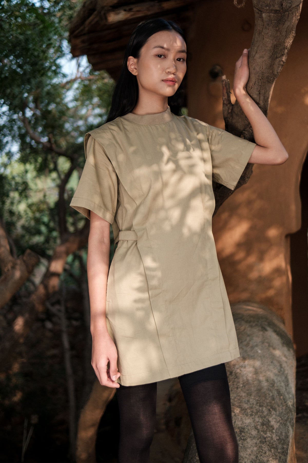 Khaki Rory Rib Dress