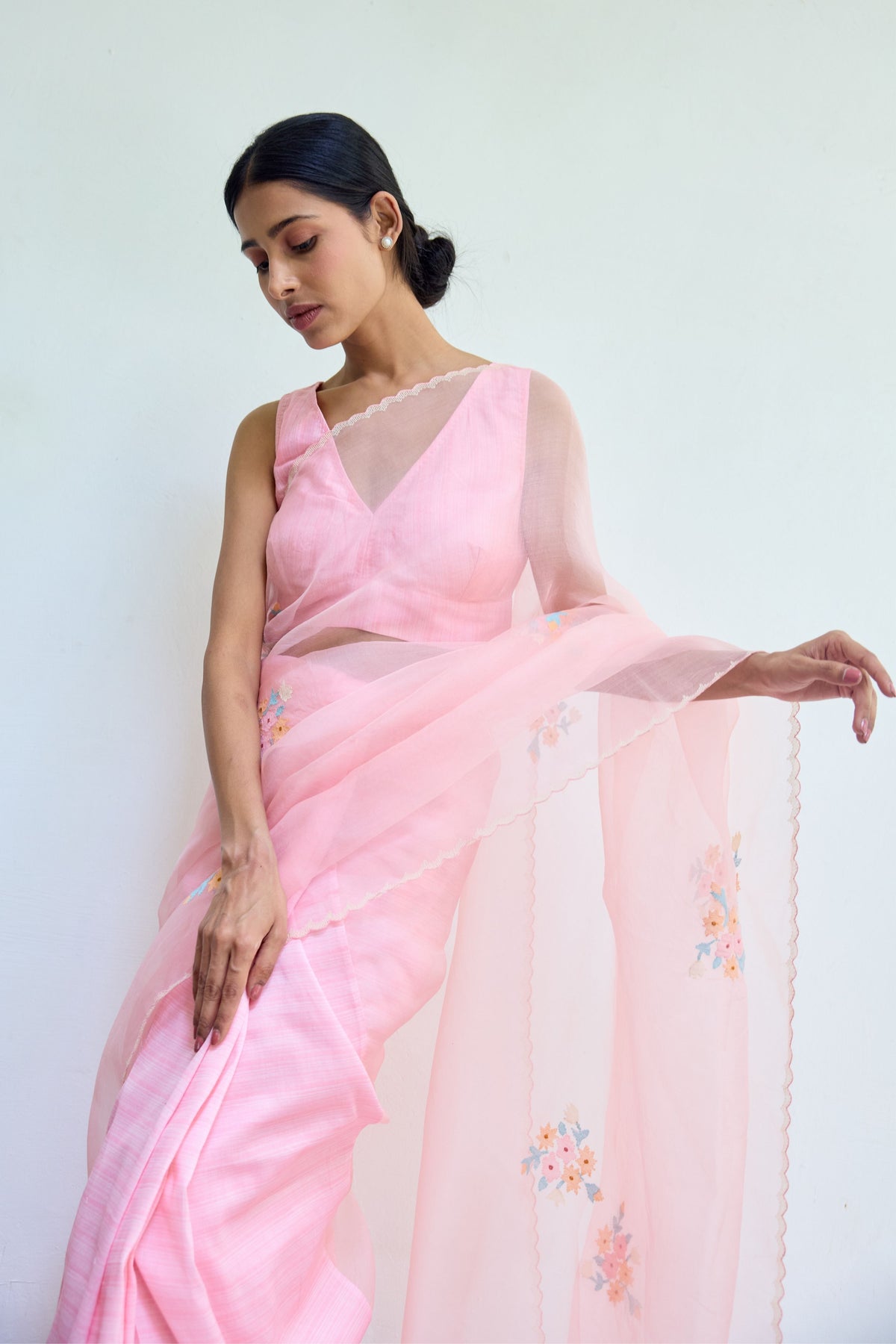 Pink Half N Half Saree