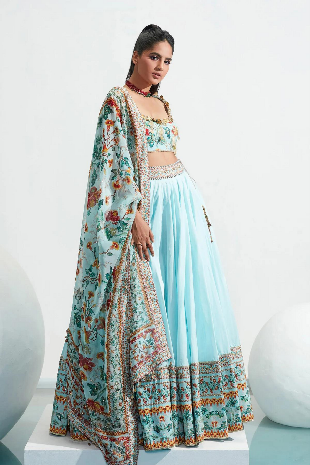 Nadia Blue Embroidered Lehenga Set