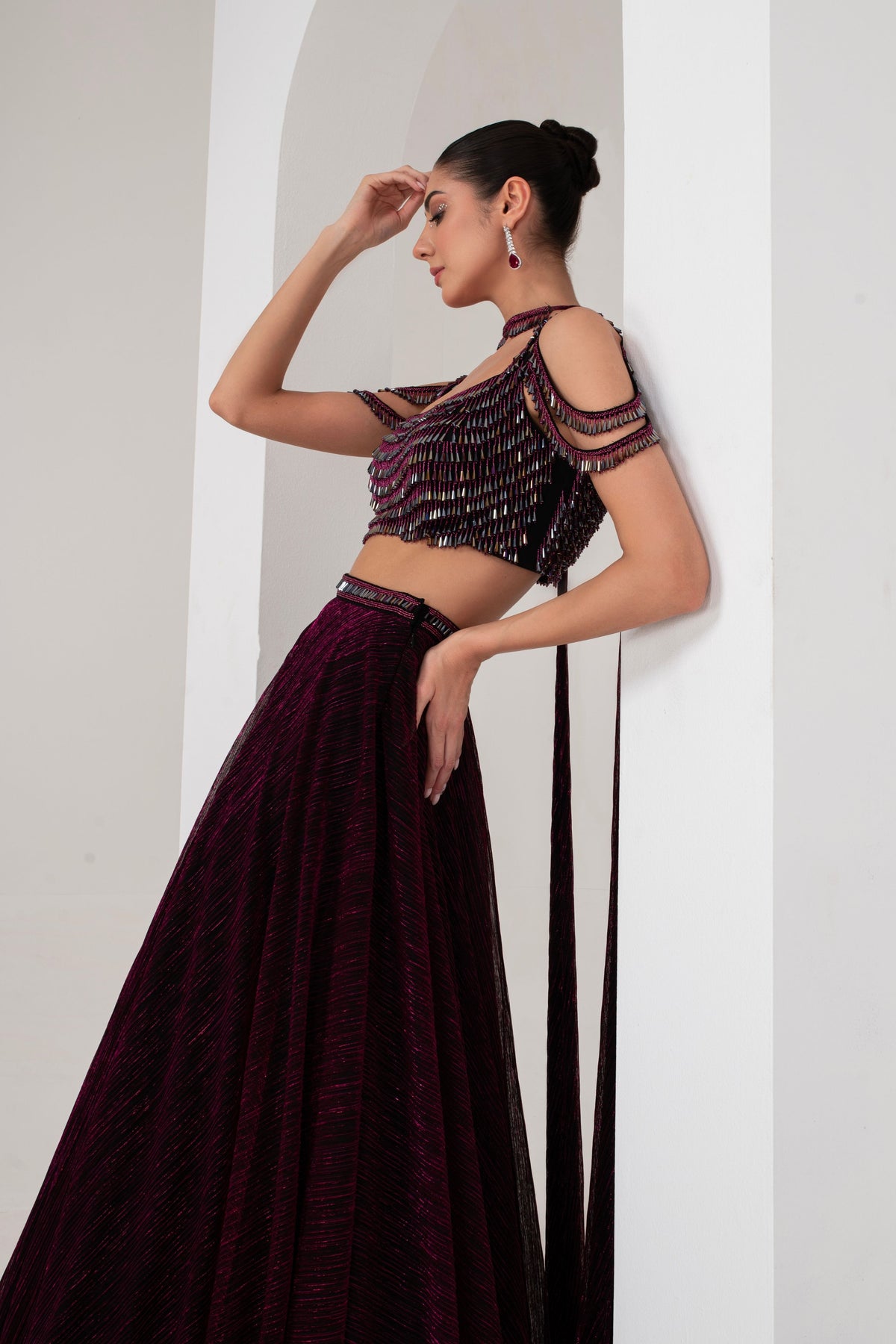 Crystal Hanging Lehenga Set