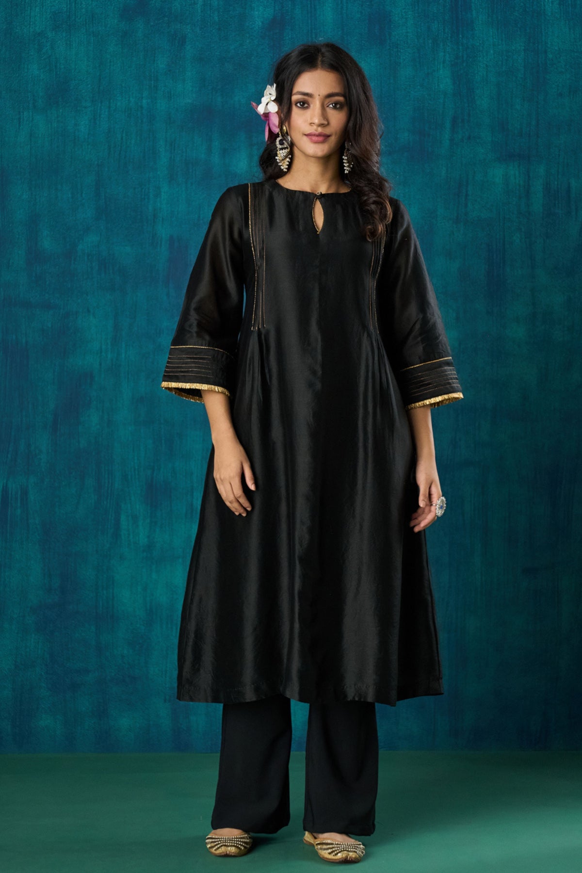 Black Chanderi Kurta Sets