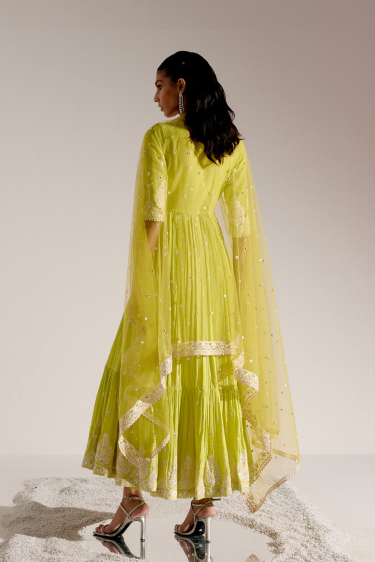 Neon Green Toweranarkali Set