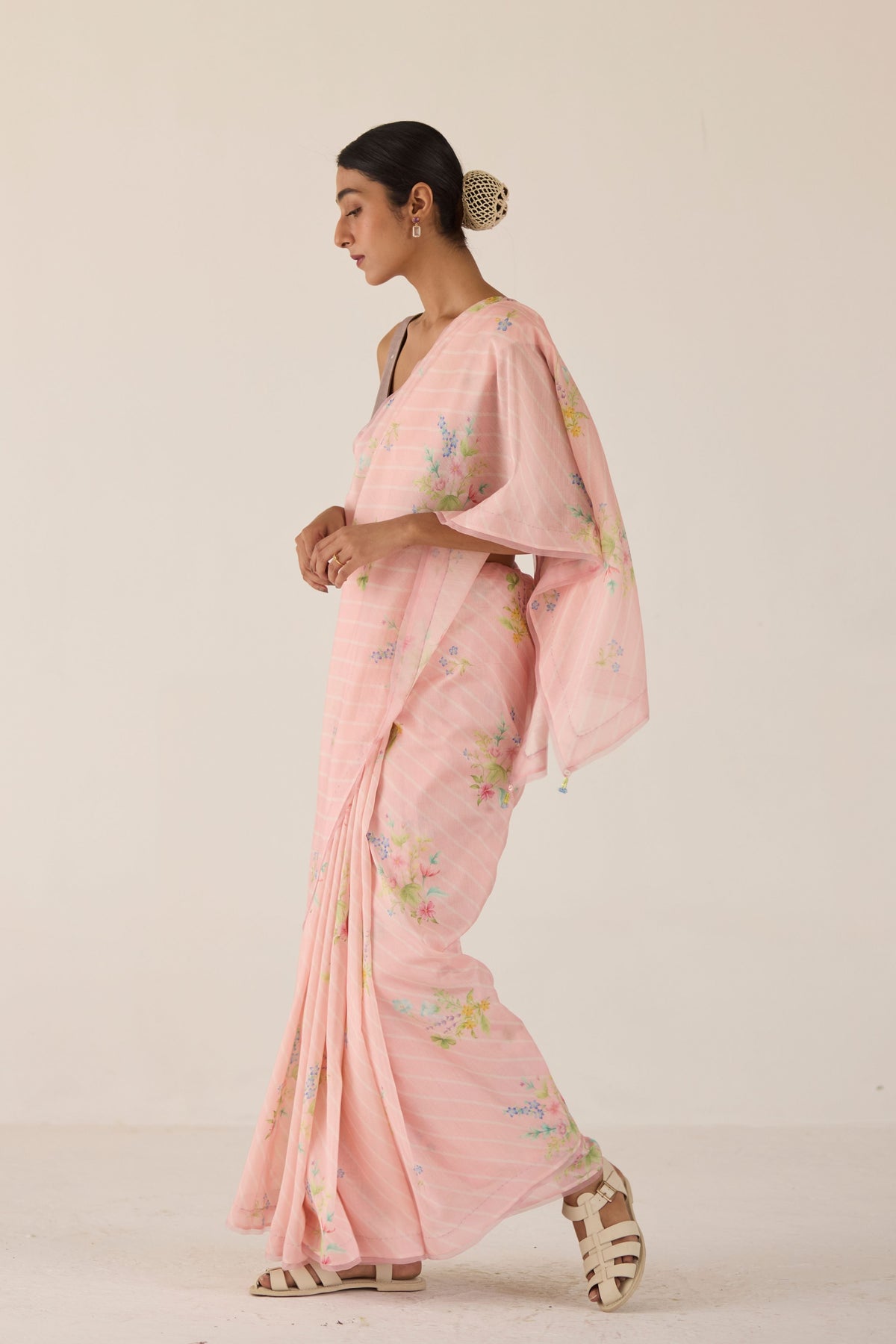 Wildflower Bunch Silk and Cotton Chanderi Sari