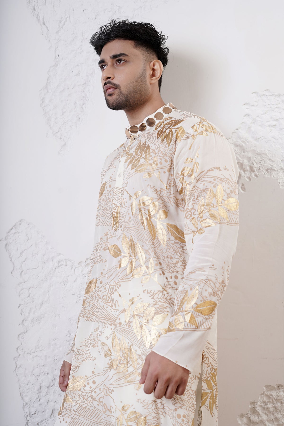 Ivory Foil Men Kurta Set