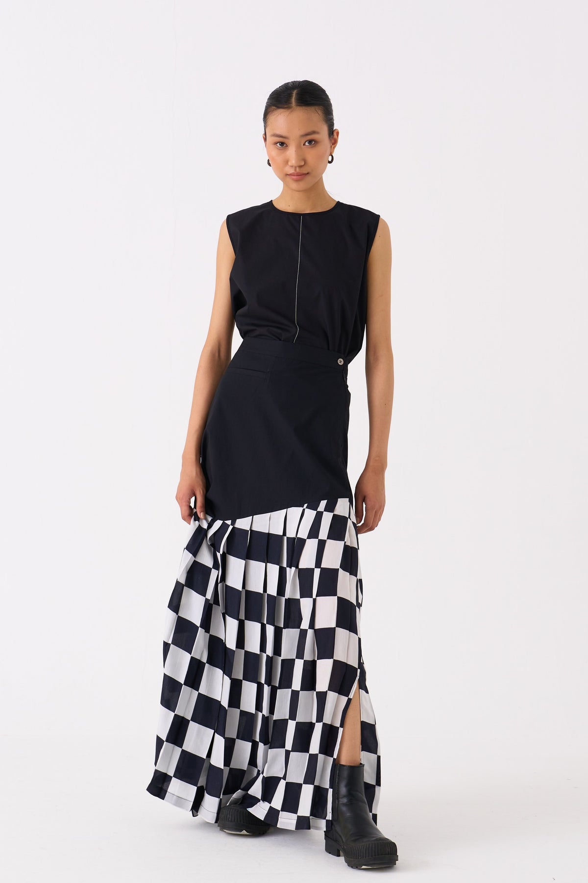 Black Checkered Skirt Co-ord