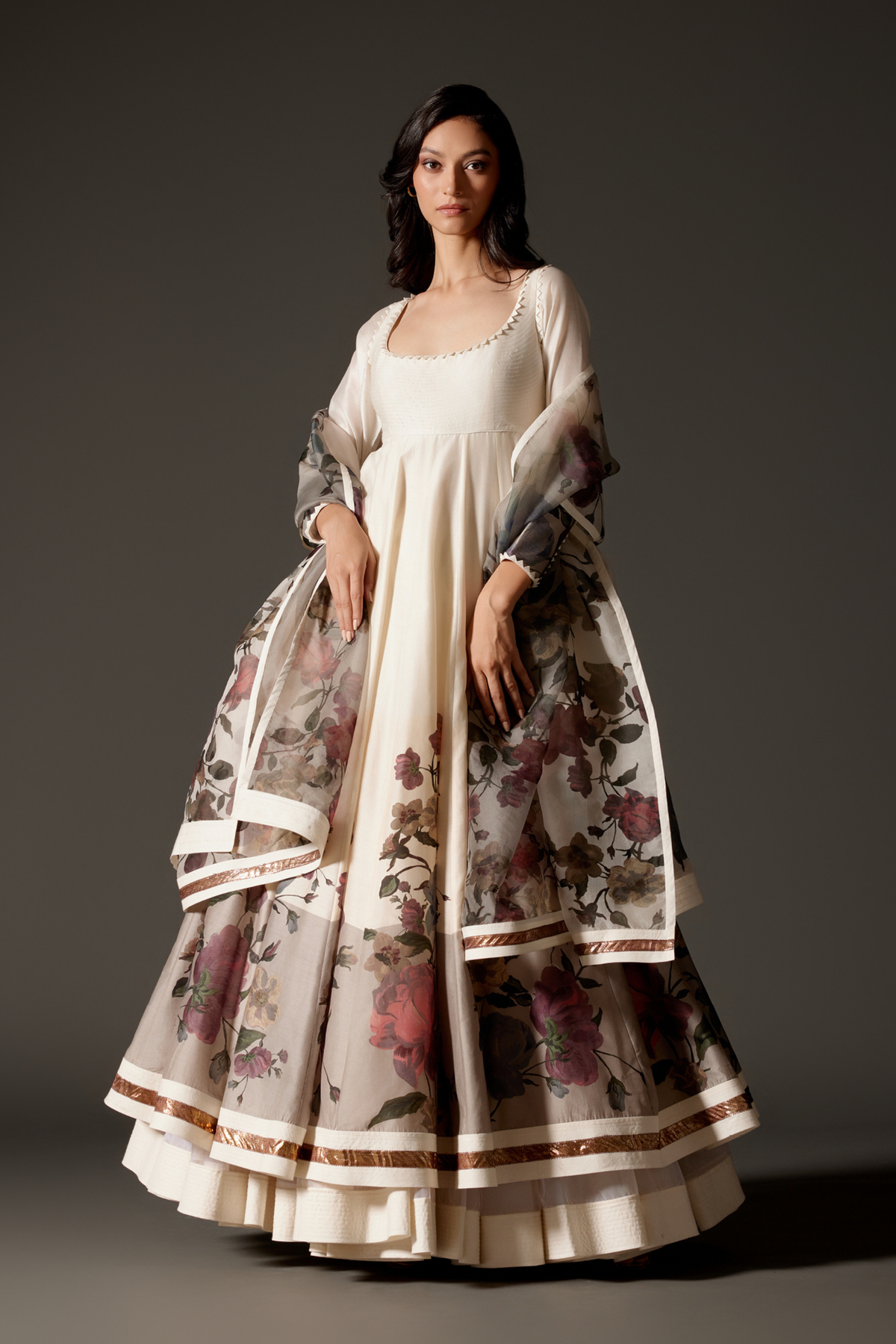 Anarkali With Churidar And Dupatta