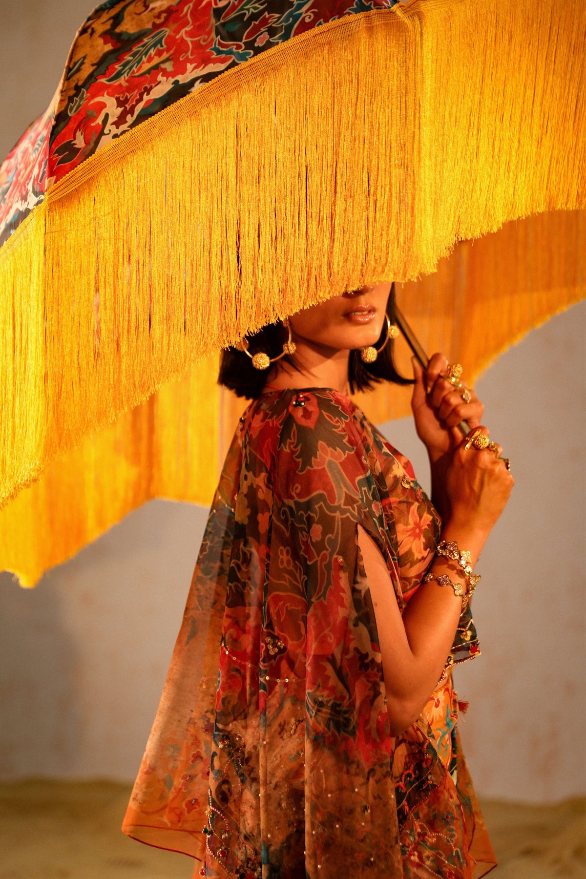 Mustard Yellow Draped Saree