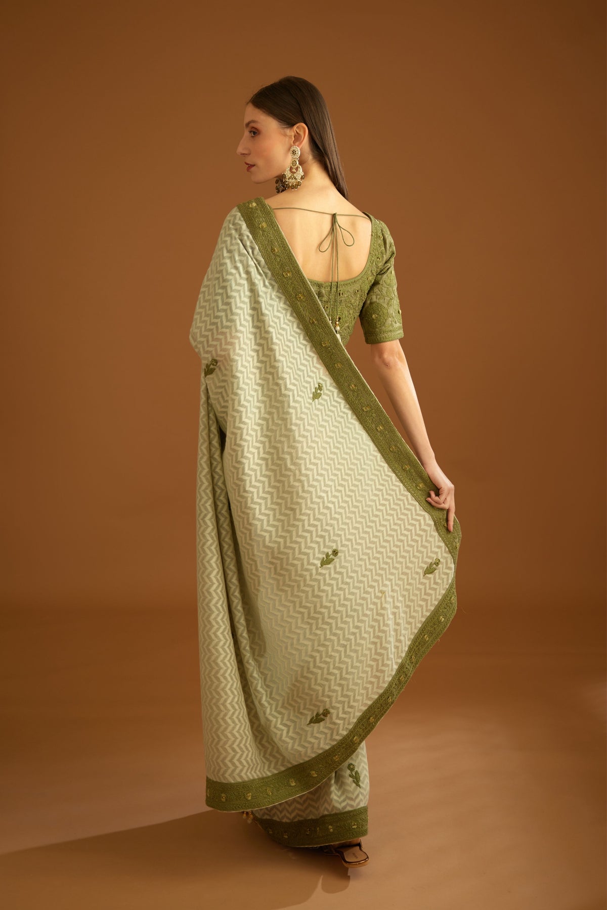 Garden green Saree set