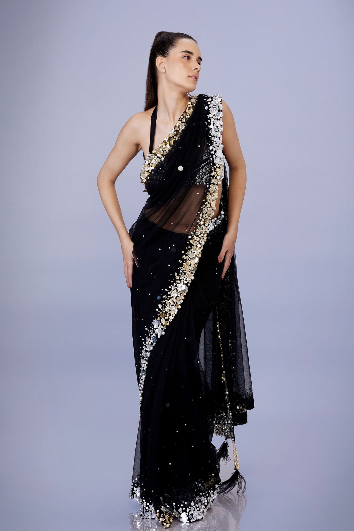 Black Saree With Petticoat