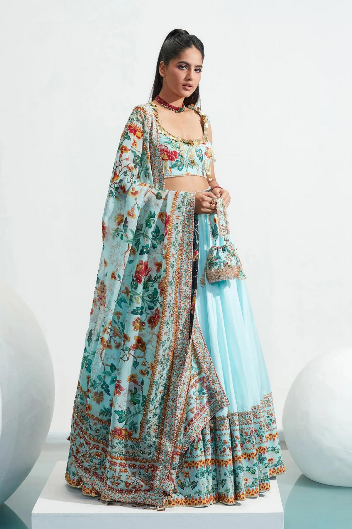 Nadia Blue Embroidered Lehenga Set