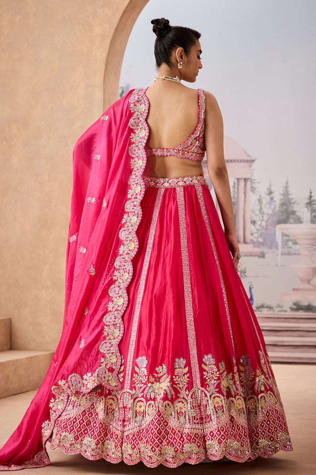 Llu Fuschia Half Lehenga Set