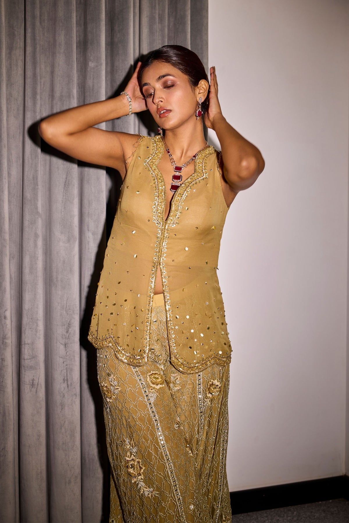 Gold Sharara With Top