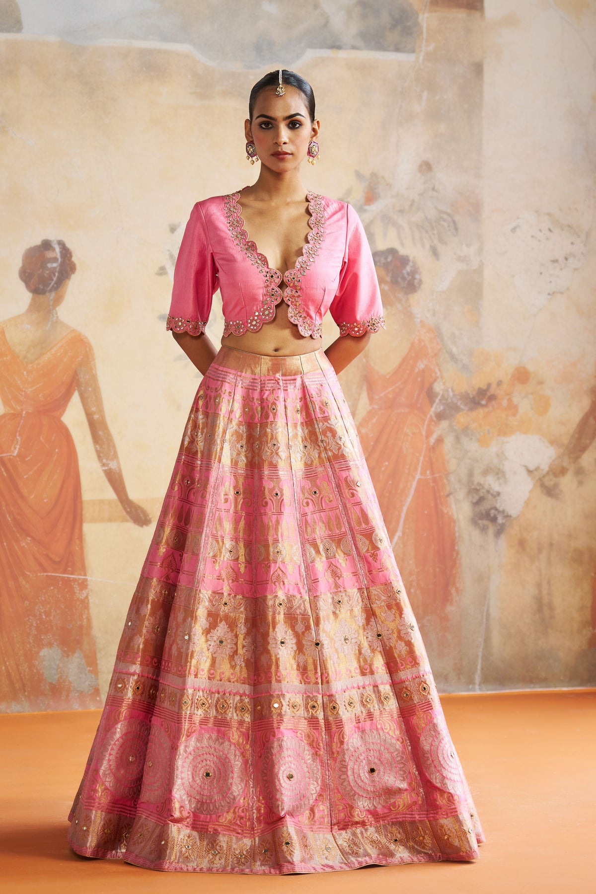 Pink Banarasi Lehenga Set