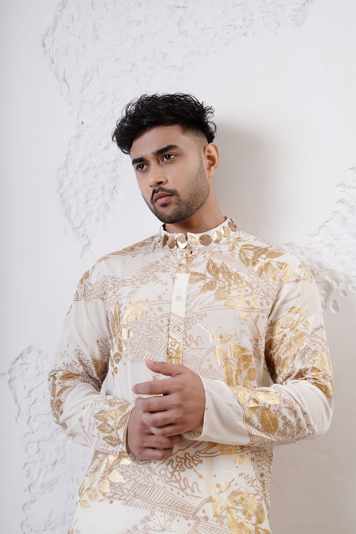 Ivory Foil Men Kurta Set