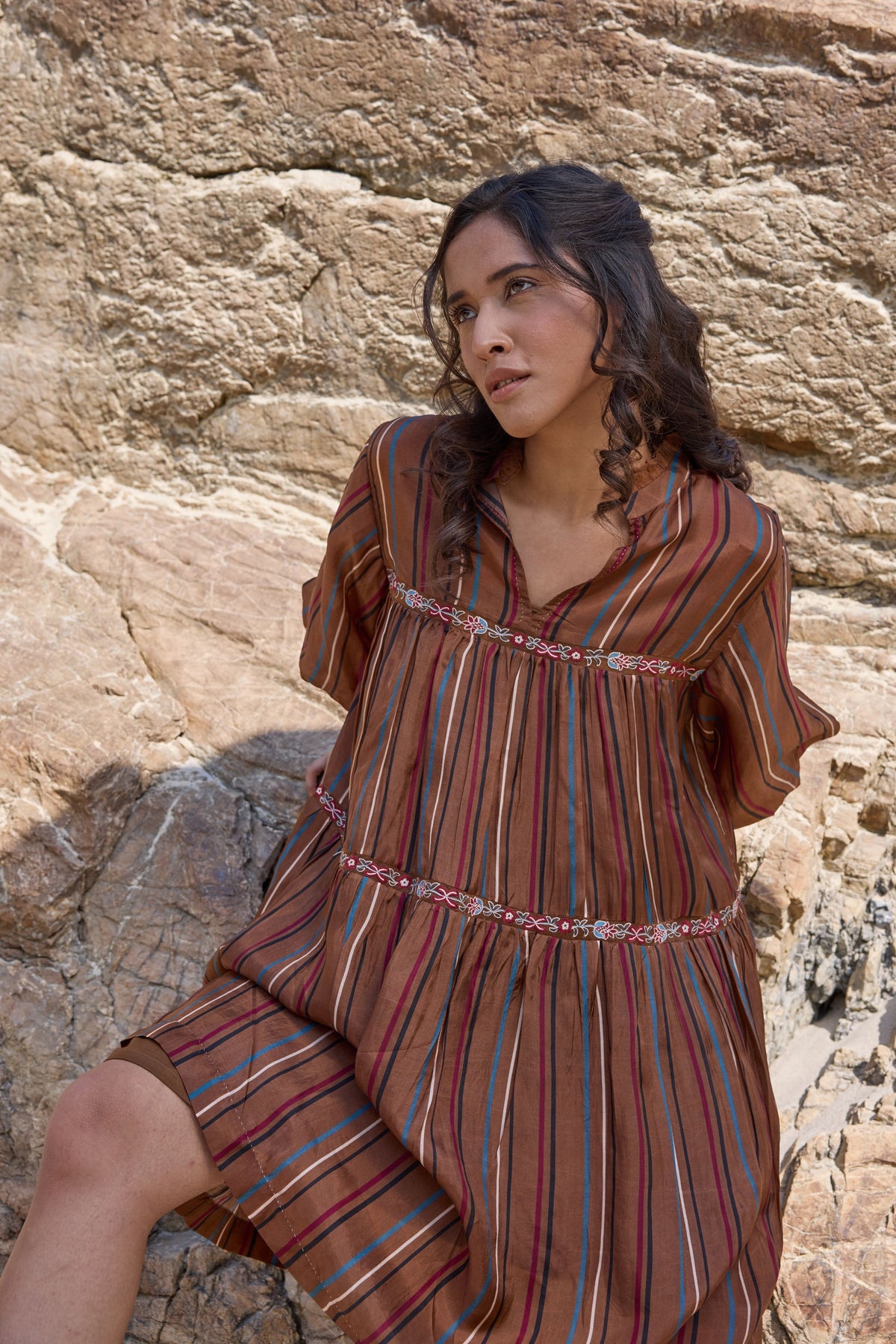 Brown Tiered Dress