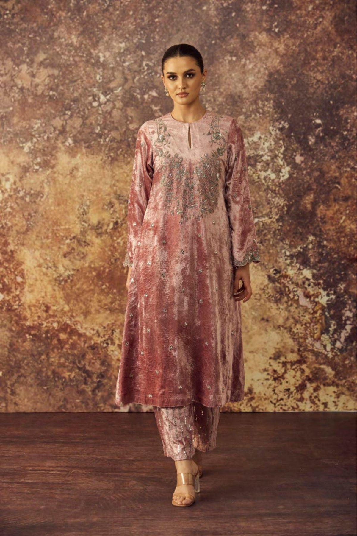 Pink Embroidered Kurta Set