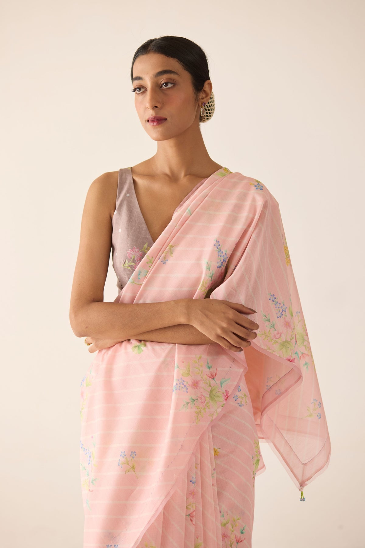 Wildflower Bunch Silk and Cotton Chanderi Sari