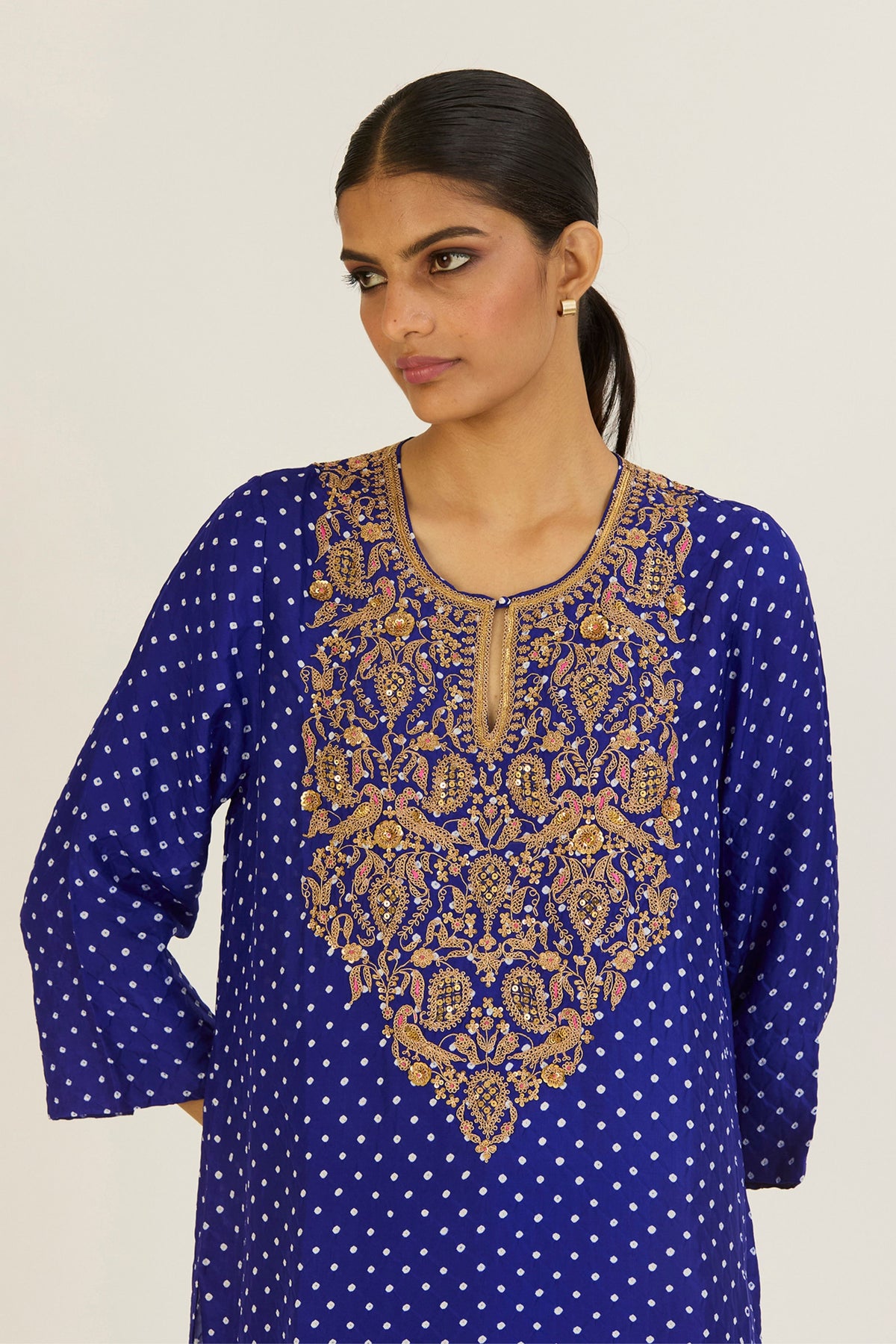 Brinda Royal Blue Bandhani Kurta &amp; Pants