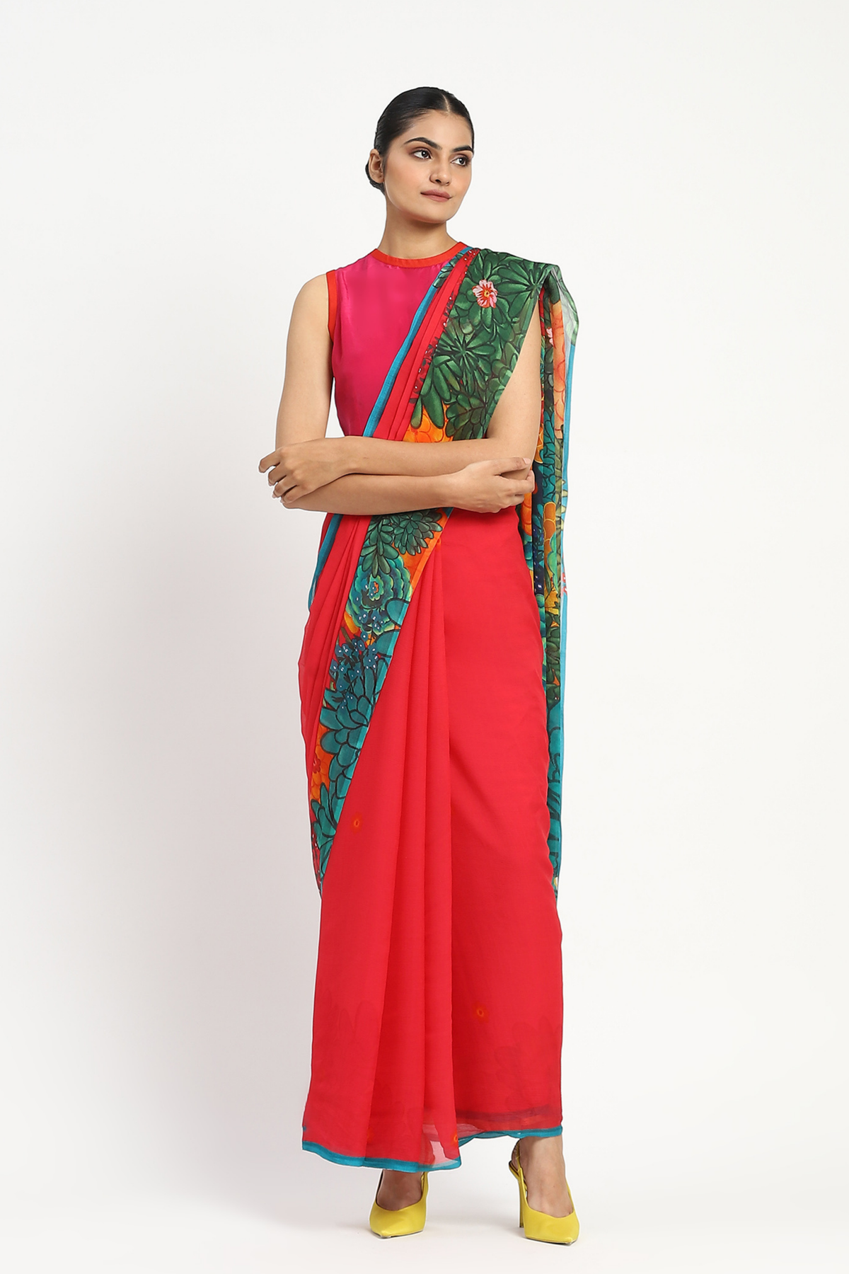 Garden Graffiti Pink Printed Saree