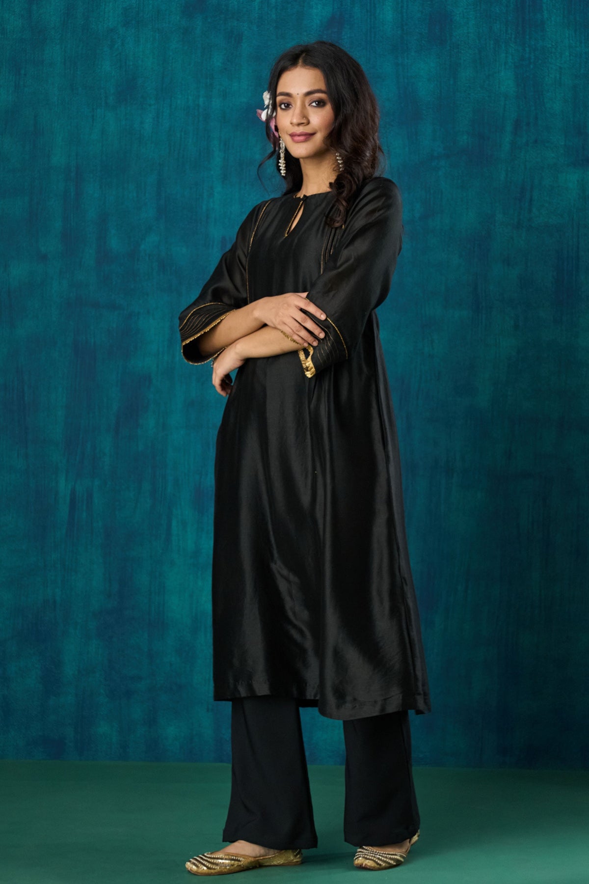 Black Chanderi Kurta Sets